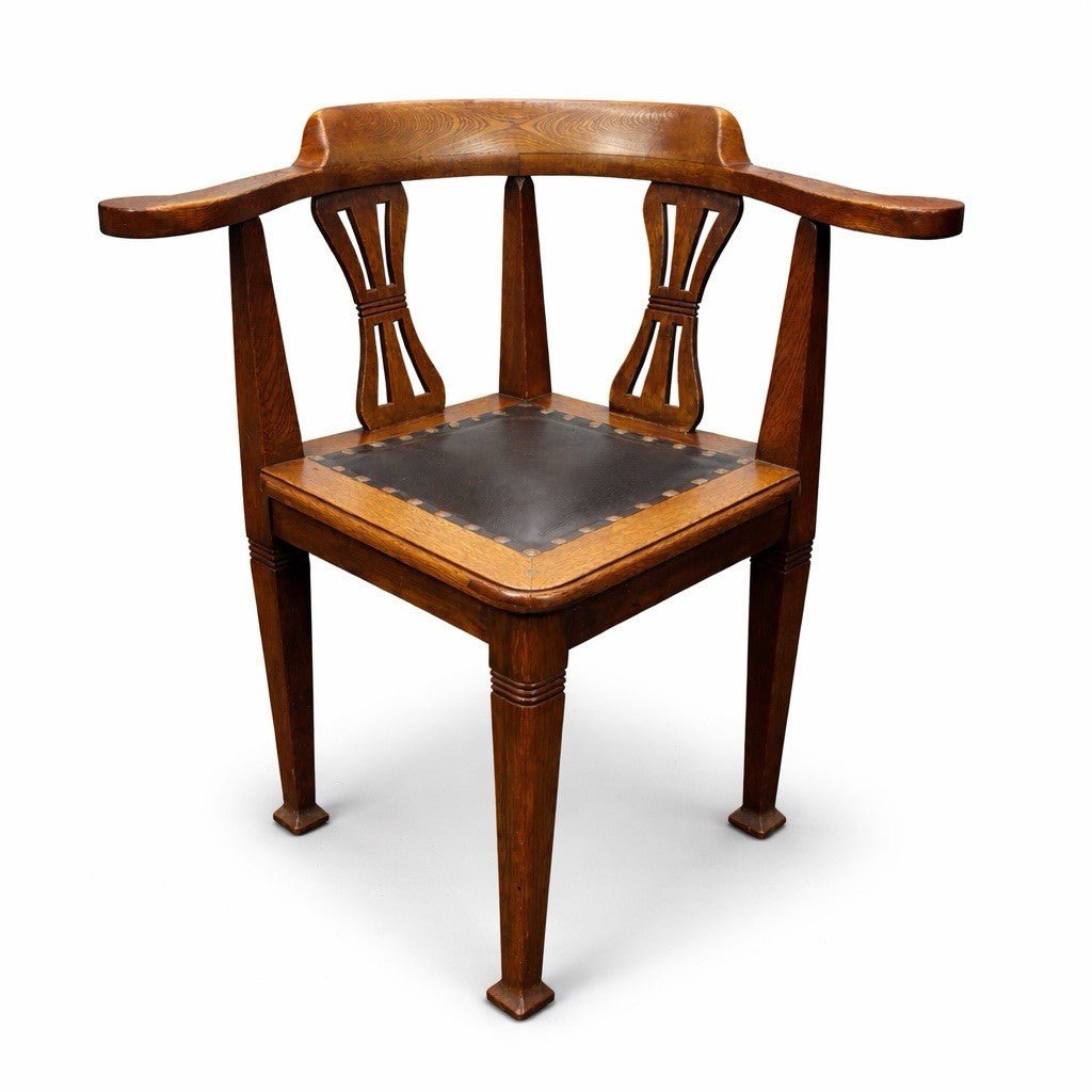 Antiker Eckstuhl/ Corner Chair / Holz/ Leder / Jugendstil / Vintage - Wesel Antik Kunst Vintage