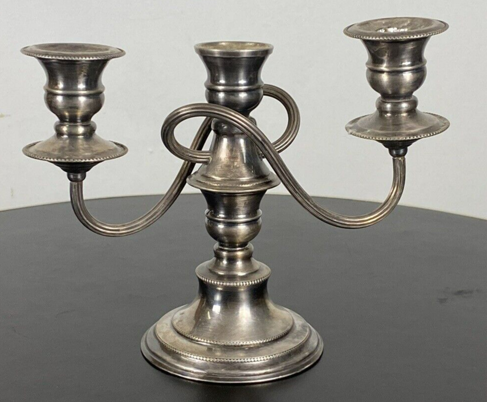 Kerzenständer Dreiflammig verchromt Kupfer Bauhaus 