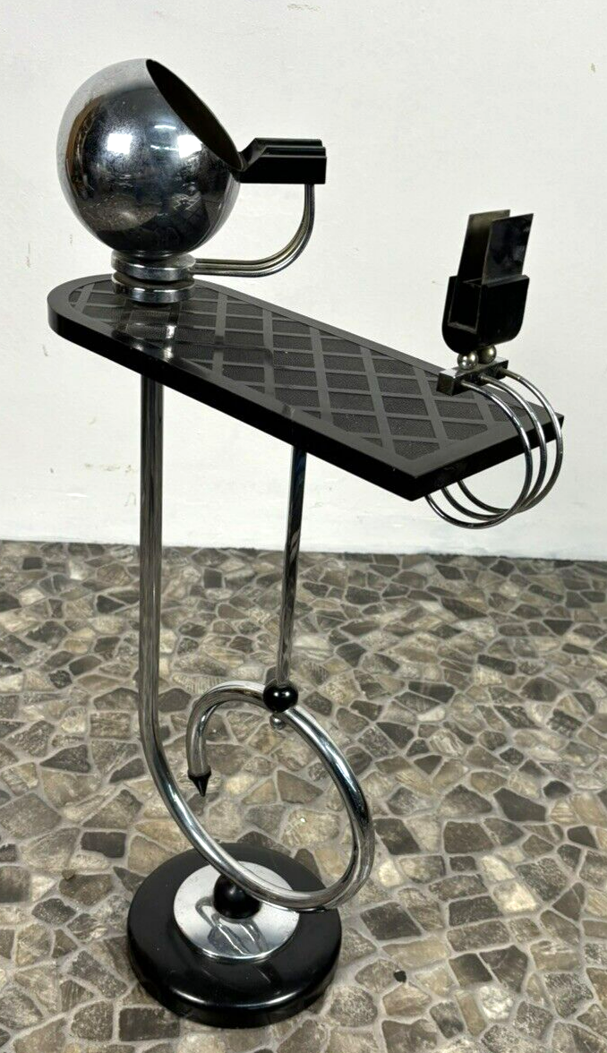 Rauchertisch Beistelltisch Stand Aschenbecher Stahlrohr Bauhaus Bakelit Chrom