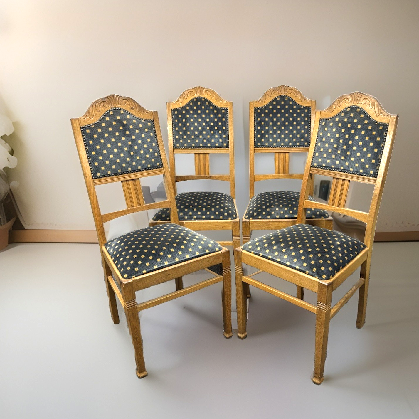 4er Stuhlset Holz Art Deco Esszimmer Vintage