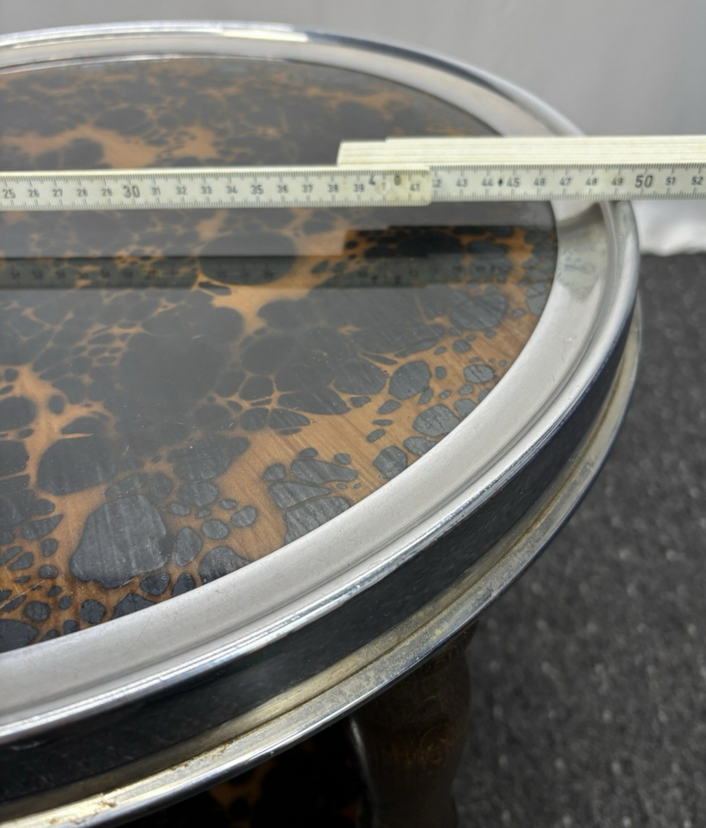 Beistelltisch Rauchertisch Rund Art Deco Holz Glas 2 Böden Vintage