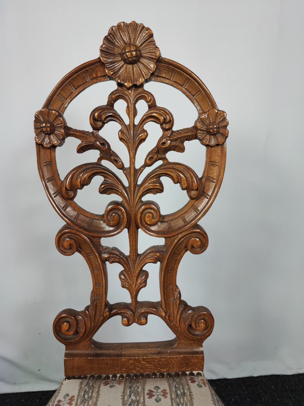 Antiker Prunkstuhl Neobarock geschnitzt Eiche massiv Akanthus Gründerzeit - Wesel Antik Kunst Vintage