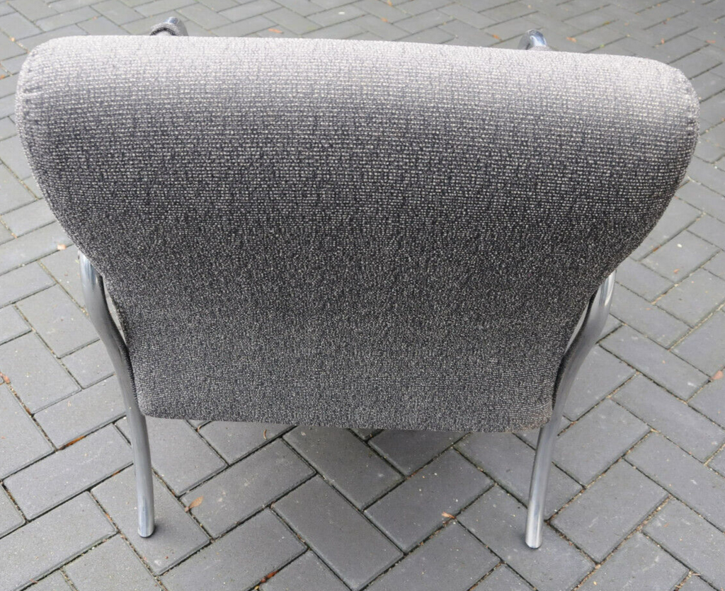 Stahlrohr Sessel  Vintage Bauhaus Stil  Stahlrohrmöbel Polster grau Chrom Stoff