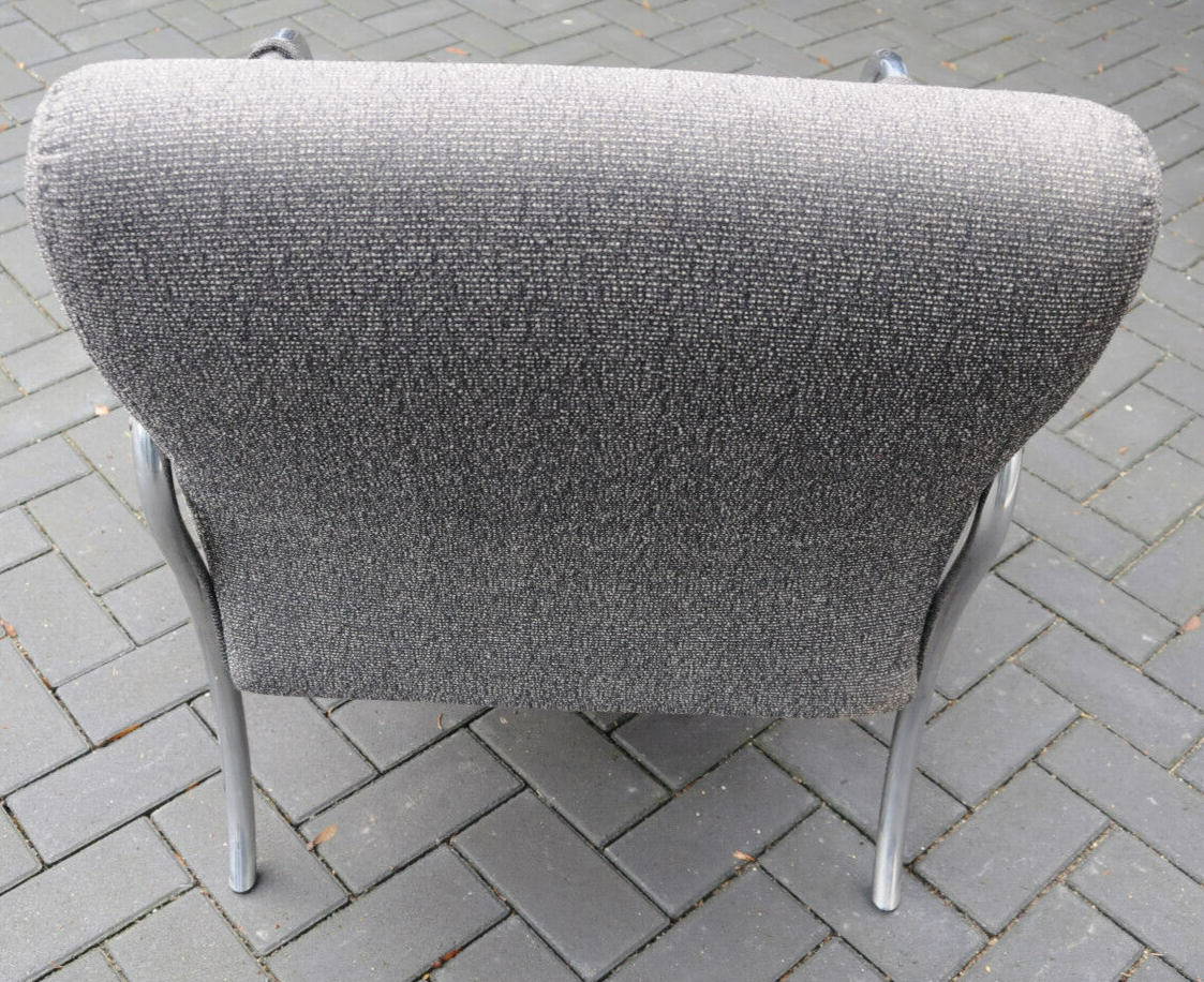 Stahlrohr Sessel  Vintage Bauhaus Stil  Stahlrohrmöbel Polster grau Chrom Stoff