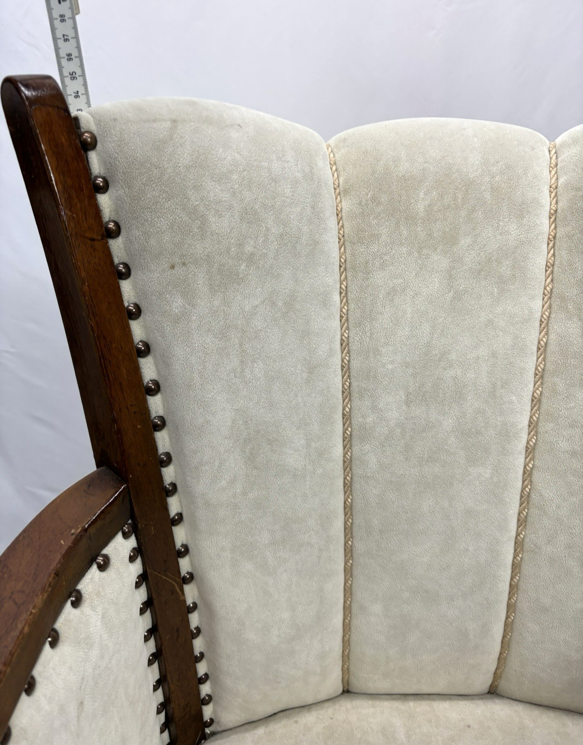 Art Deco Armlehnstuhl  Esszimmer Büro Vintage Stuhl Polster Holz beige