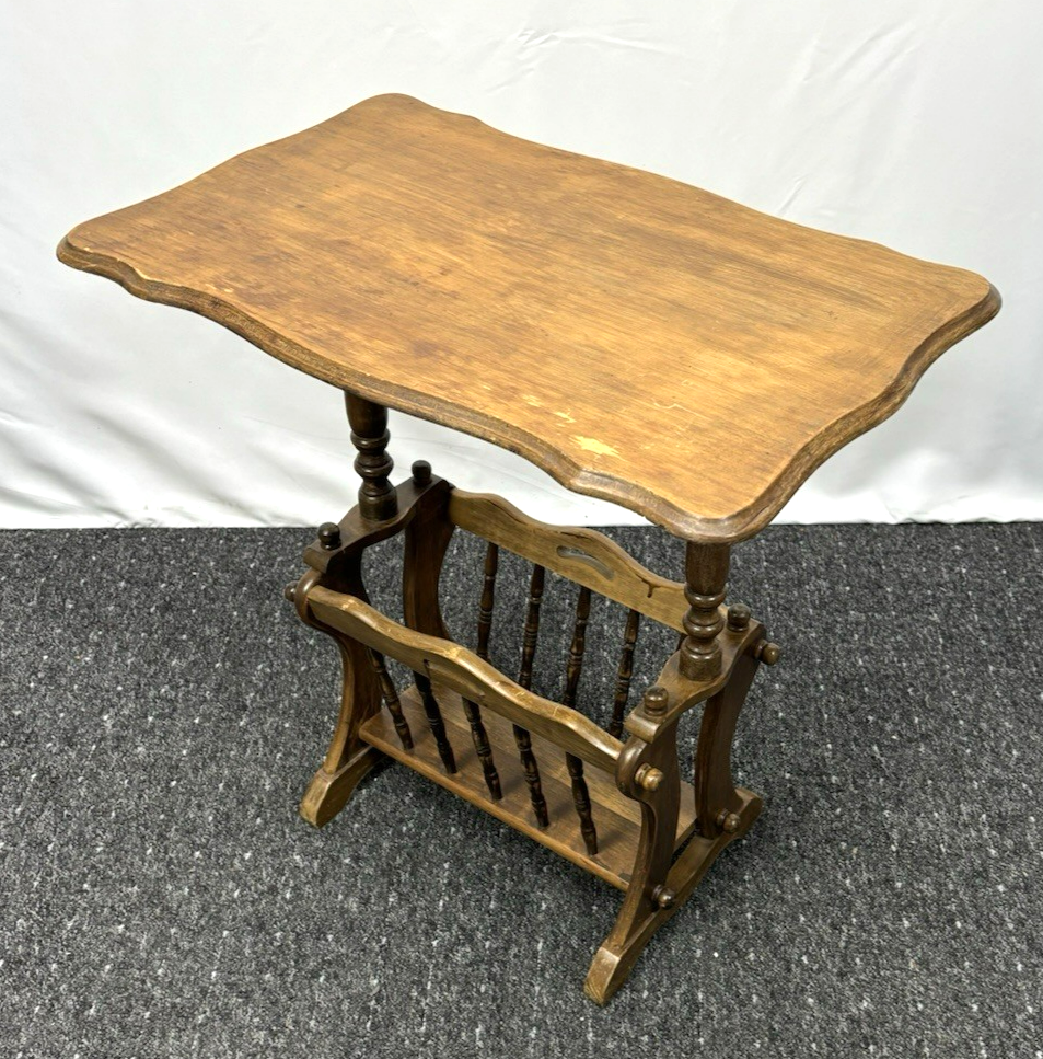 Beistelltisch Mit Zeitungshalter-/ Fach Massivholz Art Deco Antik Vintage 