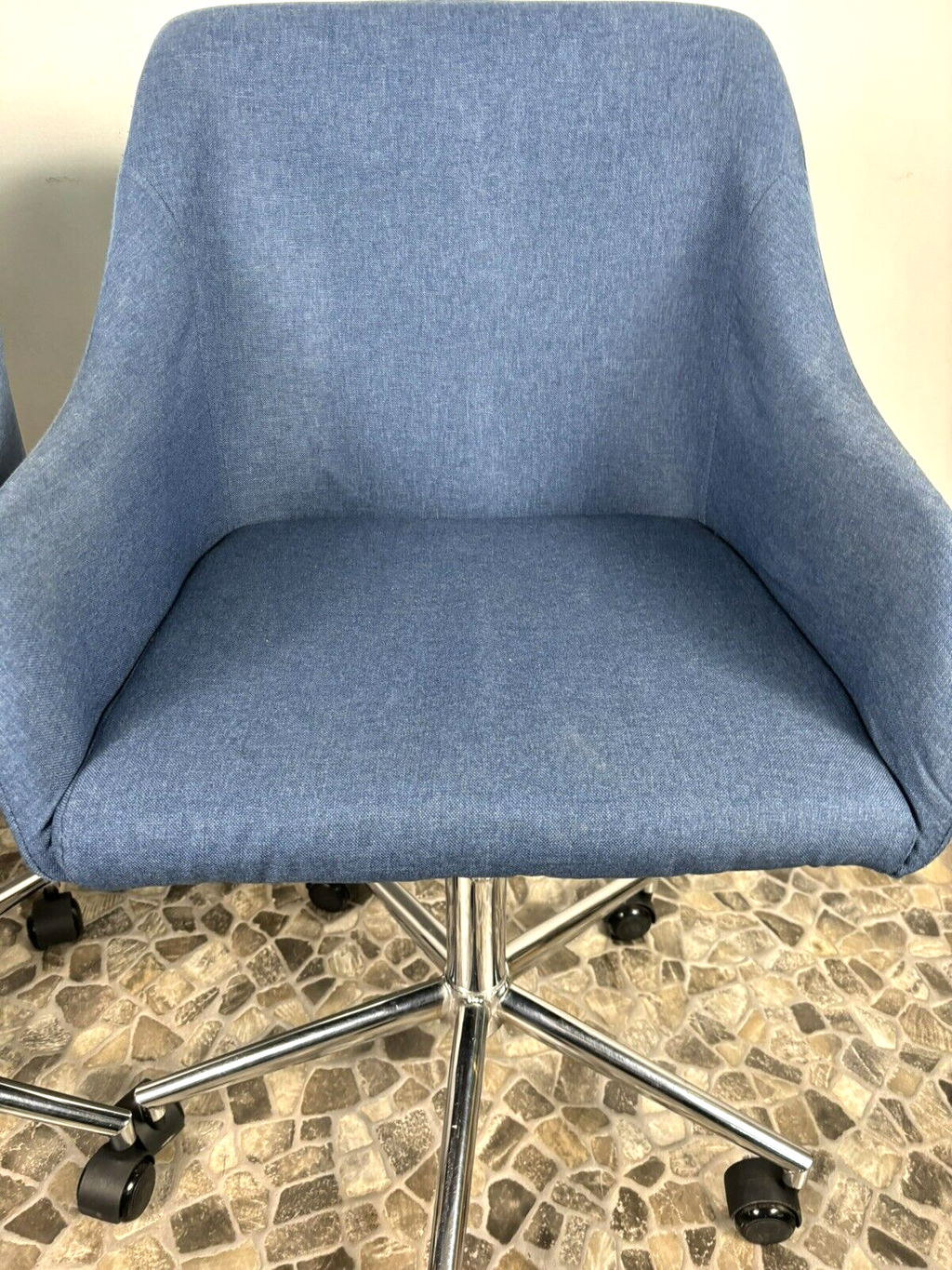 1 von 4 Büro/ Esszimmer Drehstuhl höhenverstellbar Vintage Blue Fabric