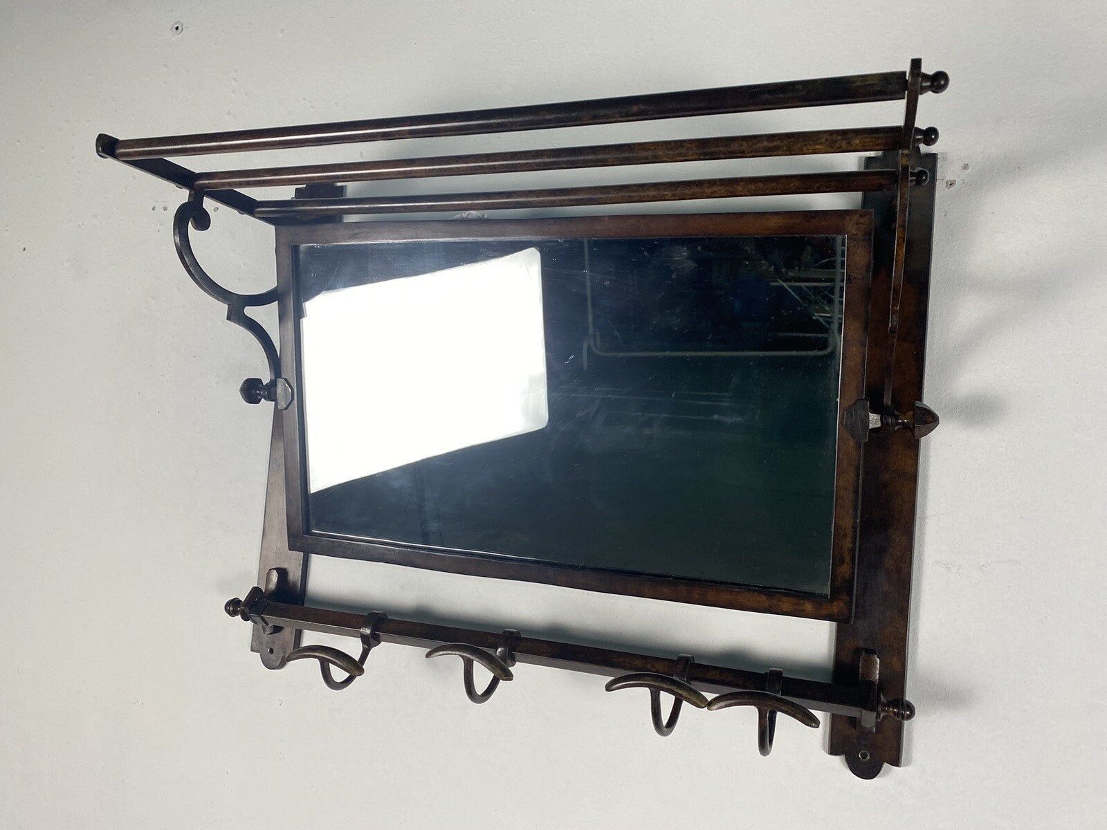 Wandgarderobe Stahlrohr Spiegel Bauhaus ArtDeco Jugendstil bronze