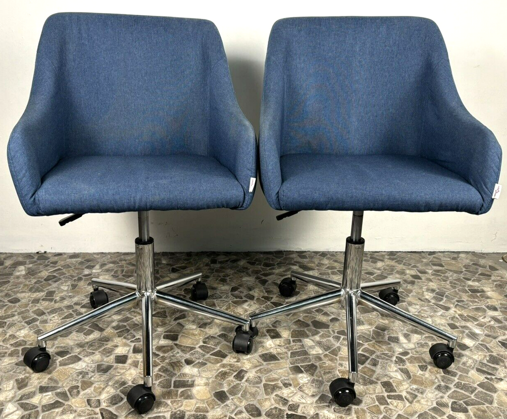 1 von 4 Büro/ Esszimmer Drehstuhl höhenverstellbar Vintage Blue Fabric
