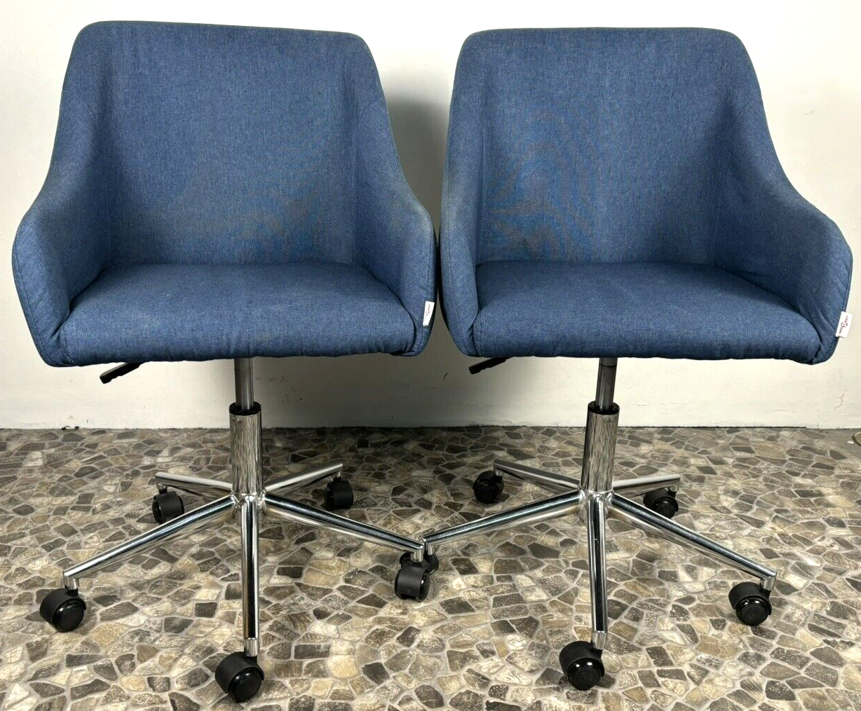 1 von 4 Büro/ Esszimmer Drehstuhl höhenverstellbar Vintage Blue Fabric