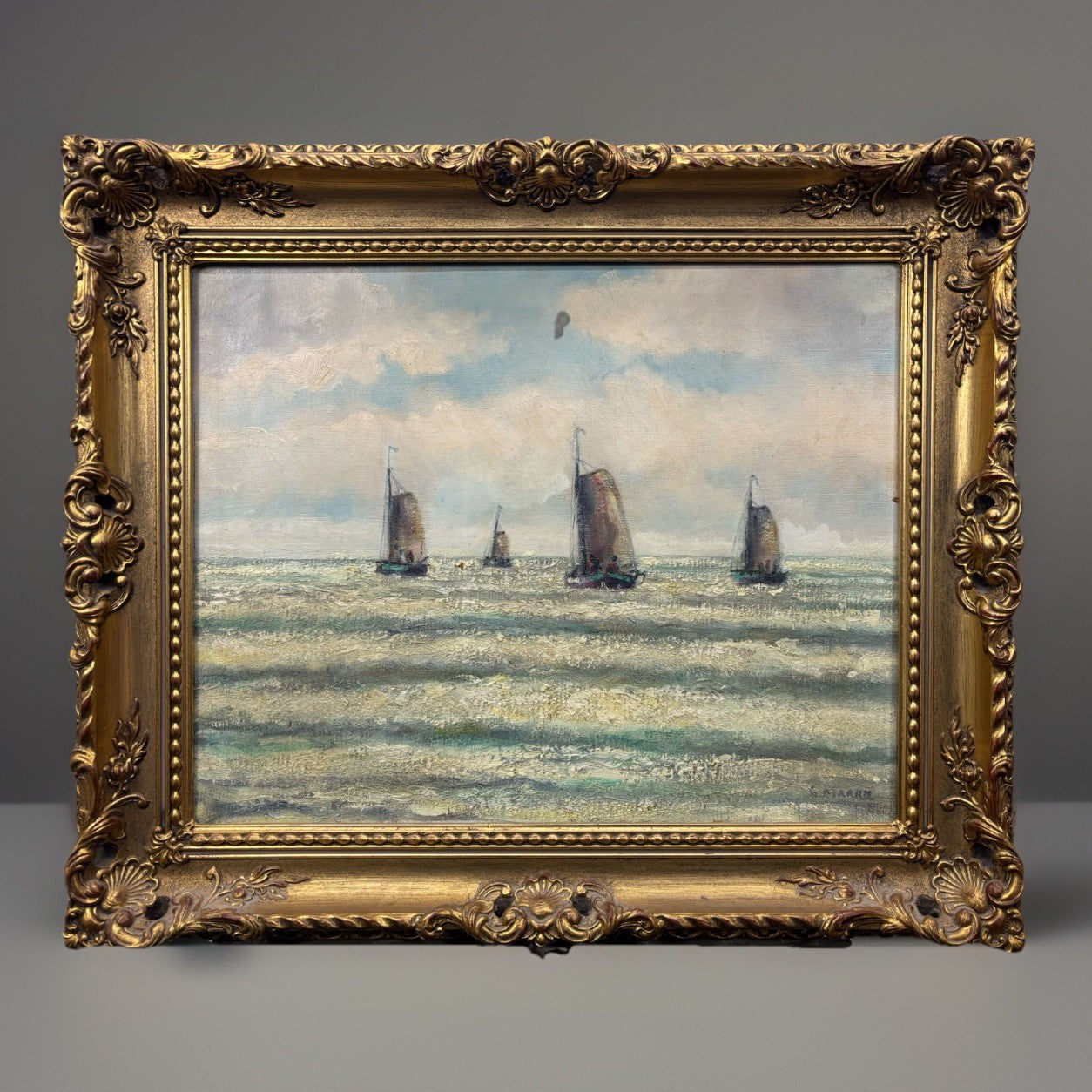 Ölgemälde Gerrit Marre Bild "Segelschiffe Nr.2" signiert  gerahmt ca. 63 x 53 cm