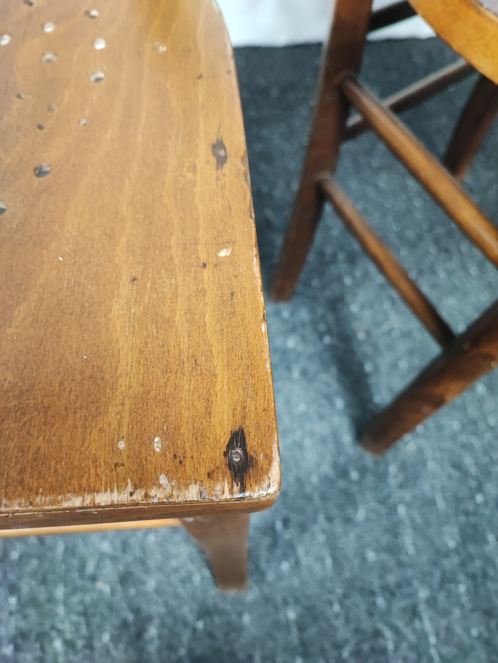 2x Vintage Bistrostuhl Café Stuhl Massivholz Sprossenlehne Küchenstuhl Braun