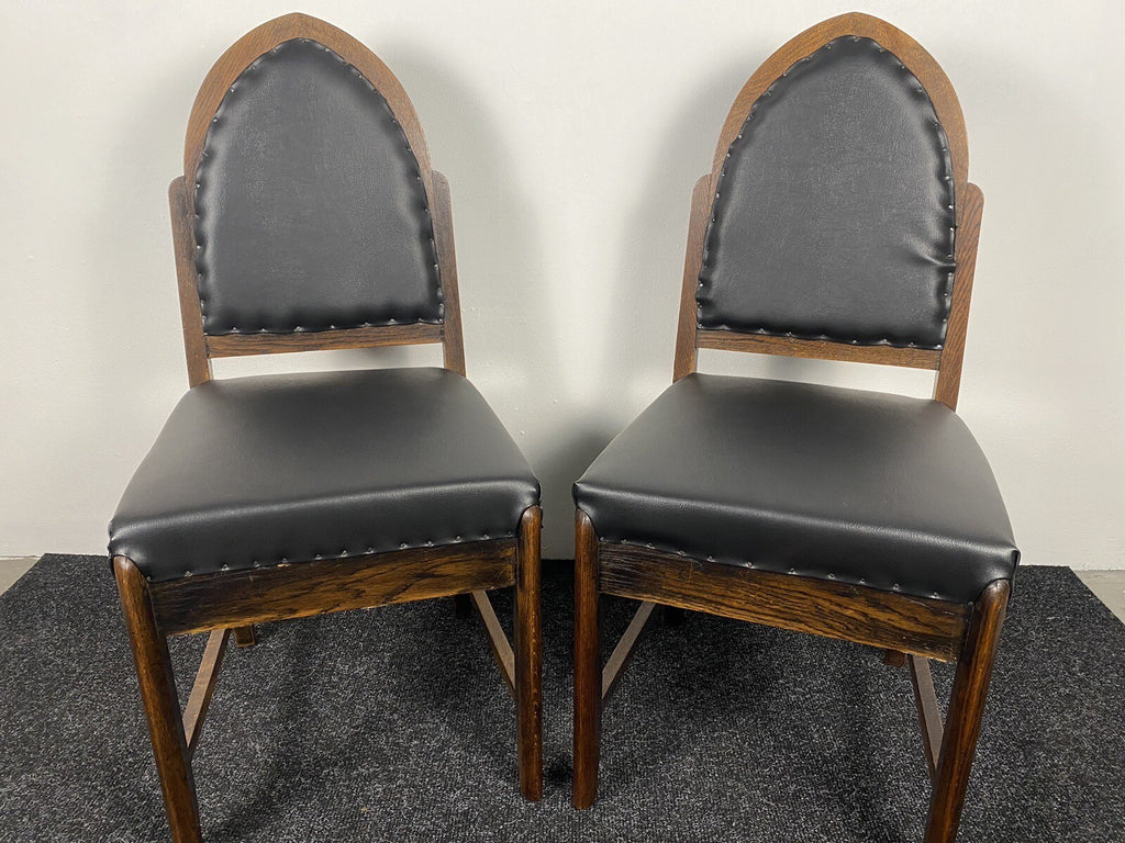 1 von 2  Esszimmerstuhl/ Küche ArtDeco Eiche Neu Gepolstert schwarz Vintage