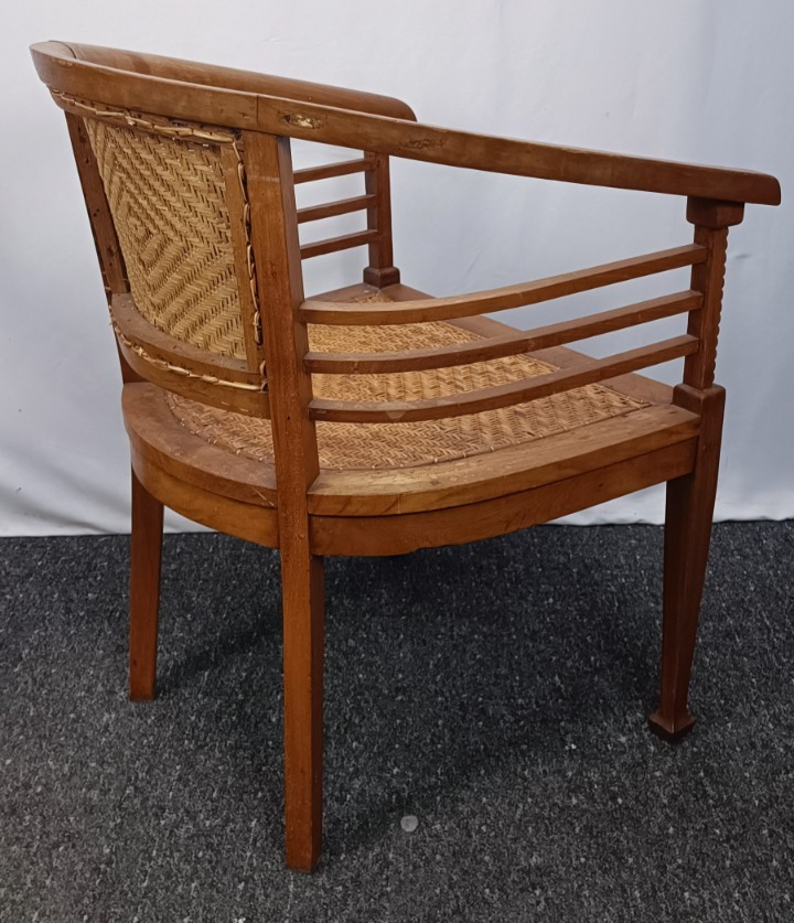 Antiker Kolonialstil Sessel Rattangeflecht Armlehnstuhl Tropenholz Original