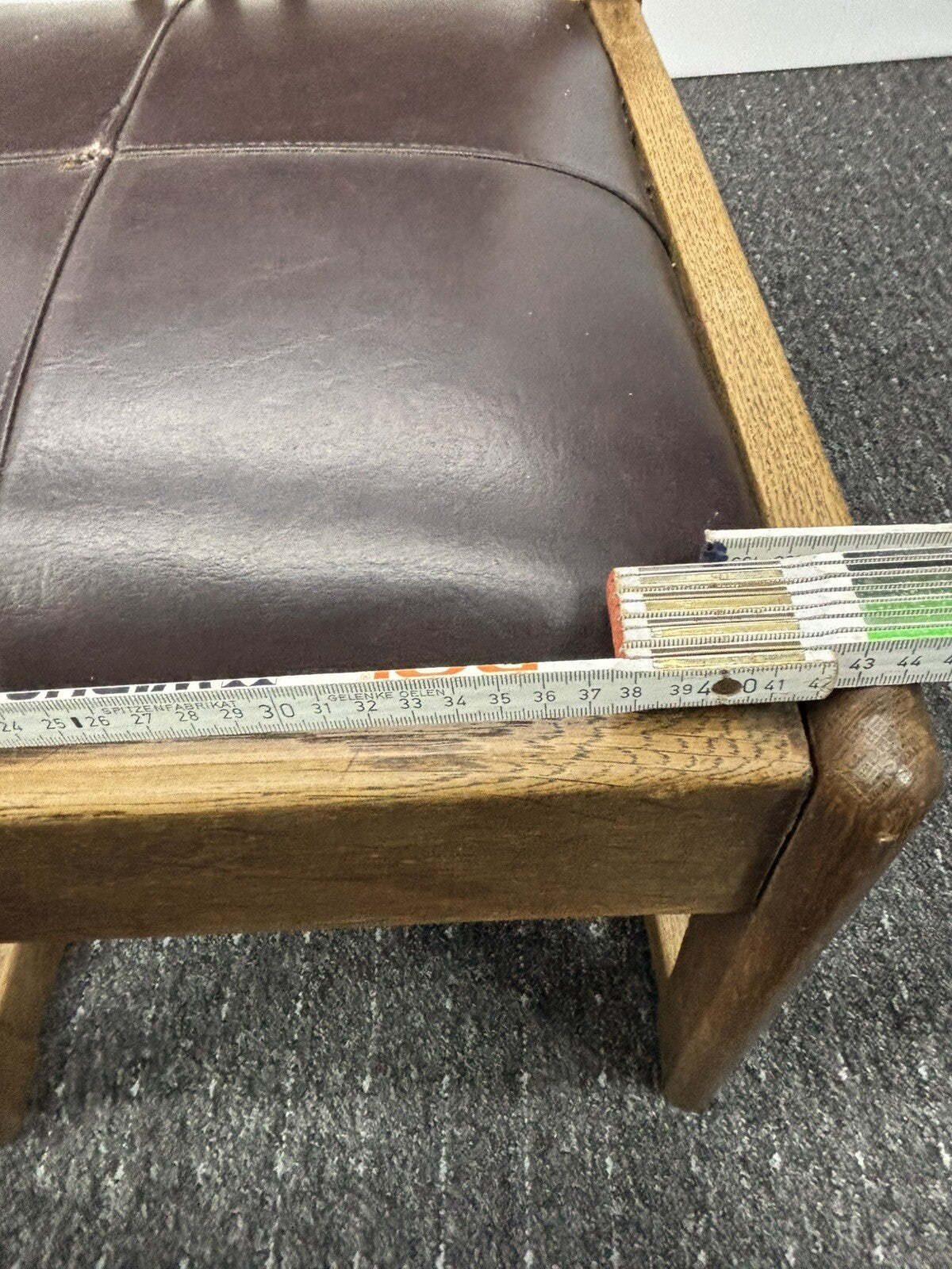 Massiv Holzstuhl Leder Art Deco Vintage Büro Esszimmer Massivholz Eiche