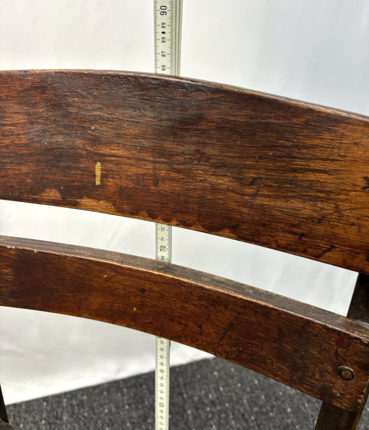 Universitäts- /Schulstuhl USA Desk Chair Massivholz Stahl Büro ca. 1930