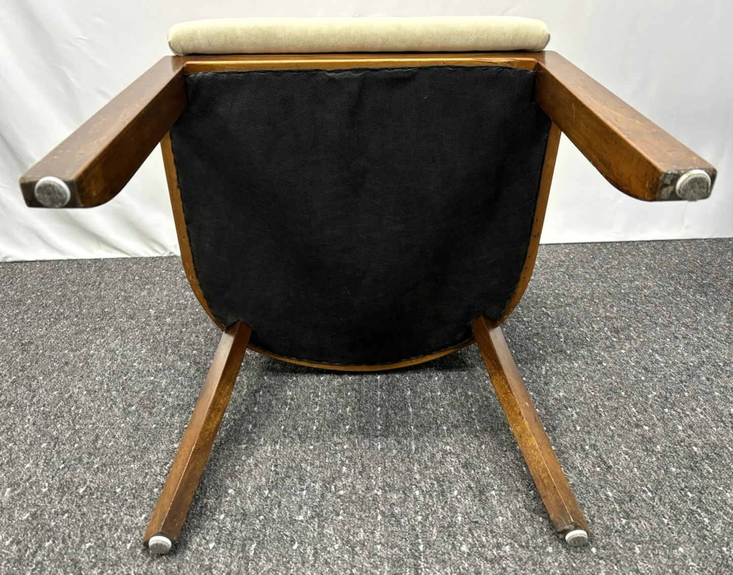 Art Deco Armlehnstuhl  Esszimmer Büro Vintage Stuhl Polster Holz beige