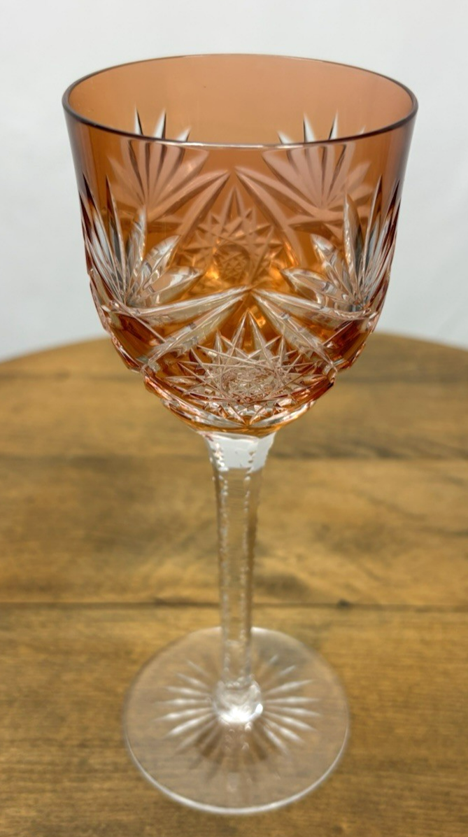 Römer Kristall Glas Weinglas orange Stil Baccarat um 1916 Vintage