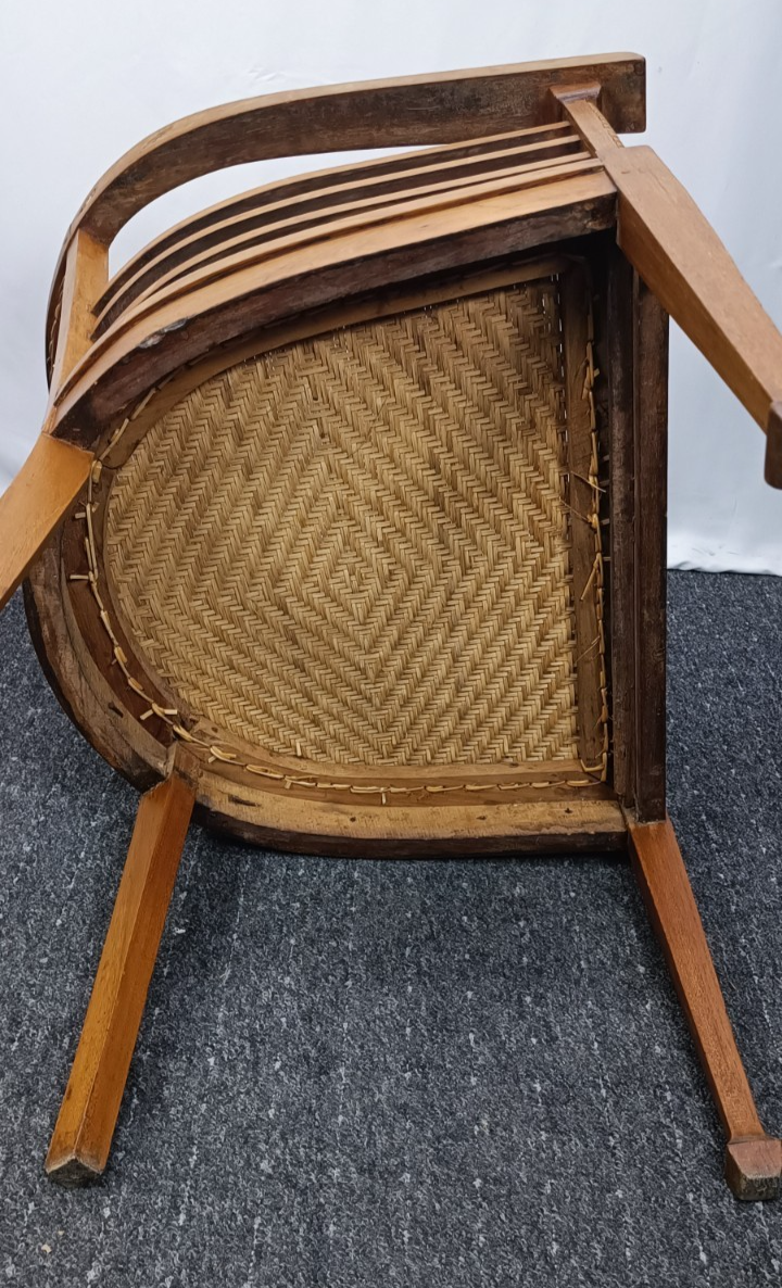 Antiker Kolonialstil Sessel Rattangeflecht Armlehnstuhl Tropenholz Original
