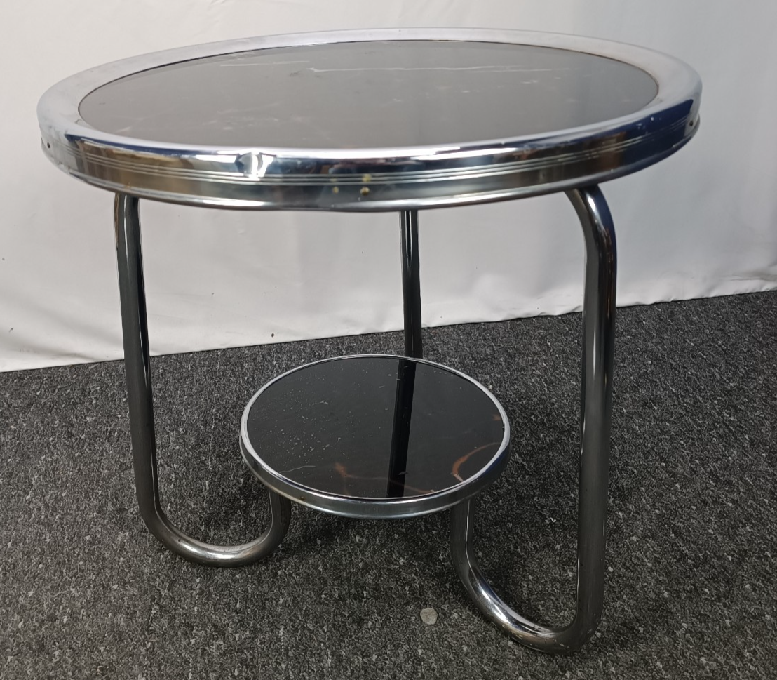 Art Deco Bauhaus Stahlrohr Beistelltisch 1930er Original Chrom Restaurierung