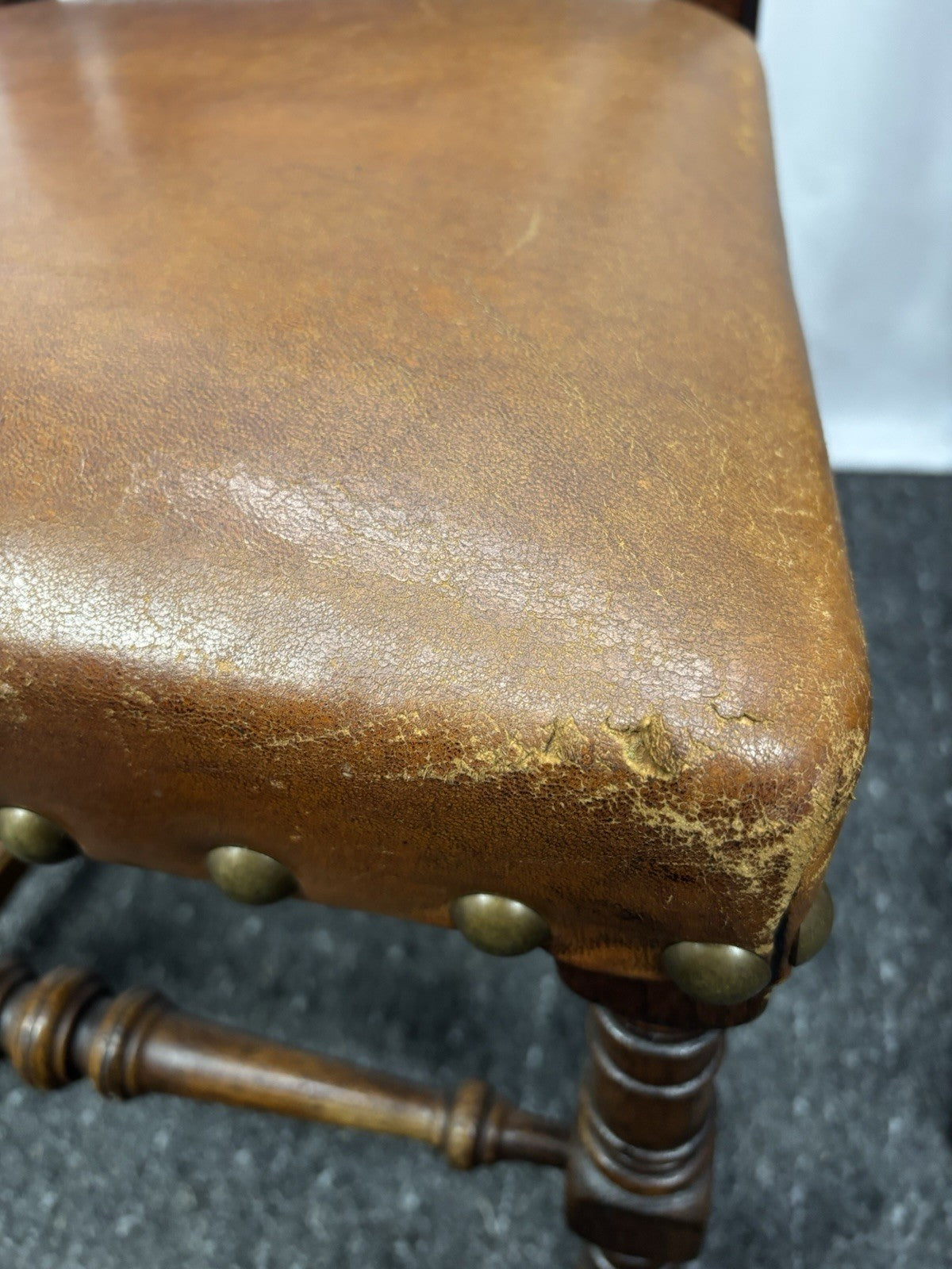 4er Set Esszimmerstuhl spanischer Stil Holz Leder Art Deco 