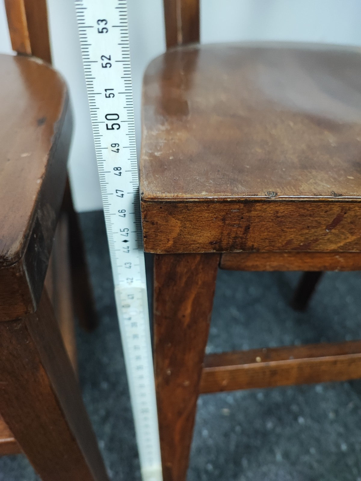 2x Vintage Bistrostuhl Café Stuhl Massivholz Sprossenlehne Küchenstuhl Braun