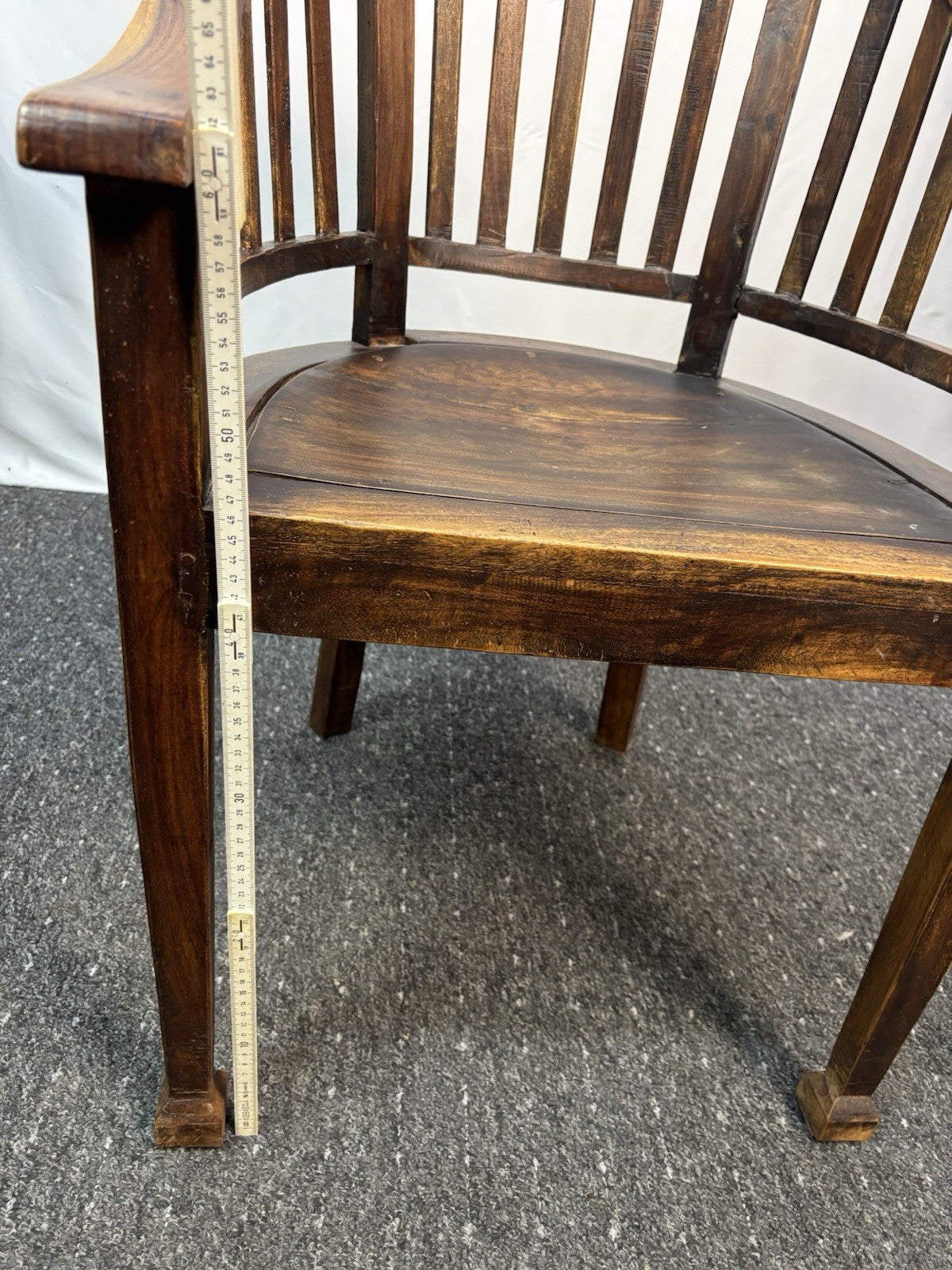 Teakholz Stuhl Kolonialstil Massiv Armlehne Vintage Esszimmer Sessel beschädigt!