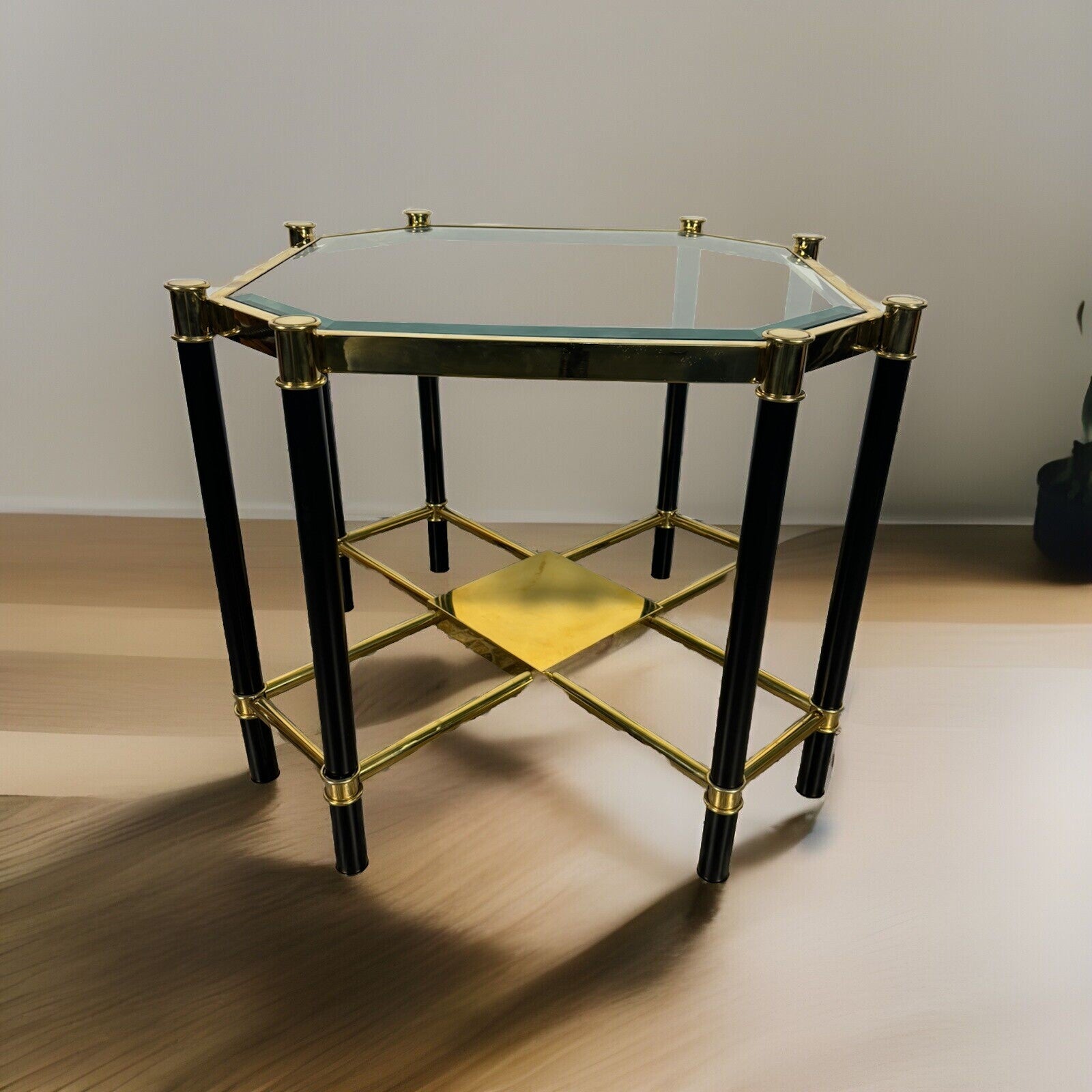 EICHHOLZ Florence Beistelltisch Regency Gold & Mattschwarz Finish Design Vintage