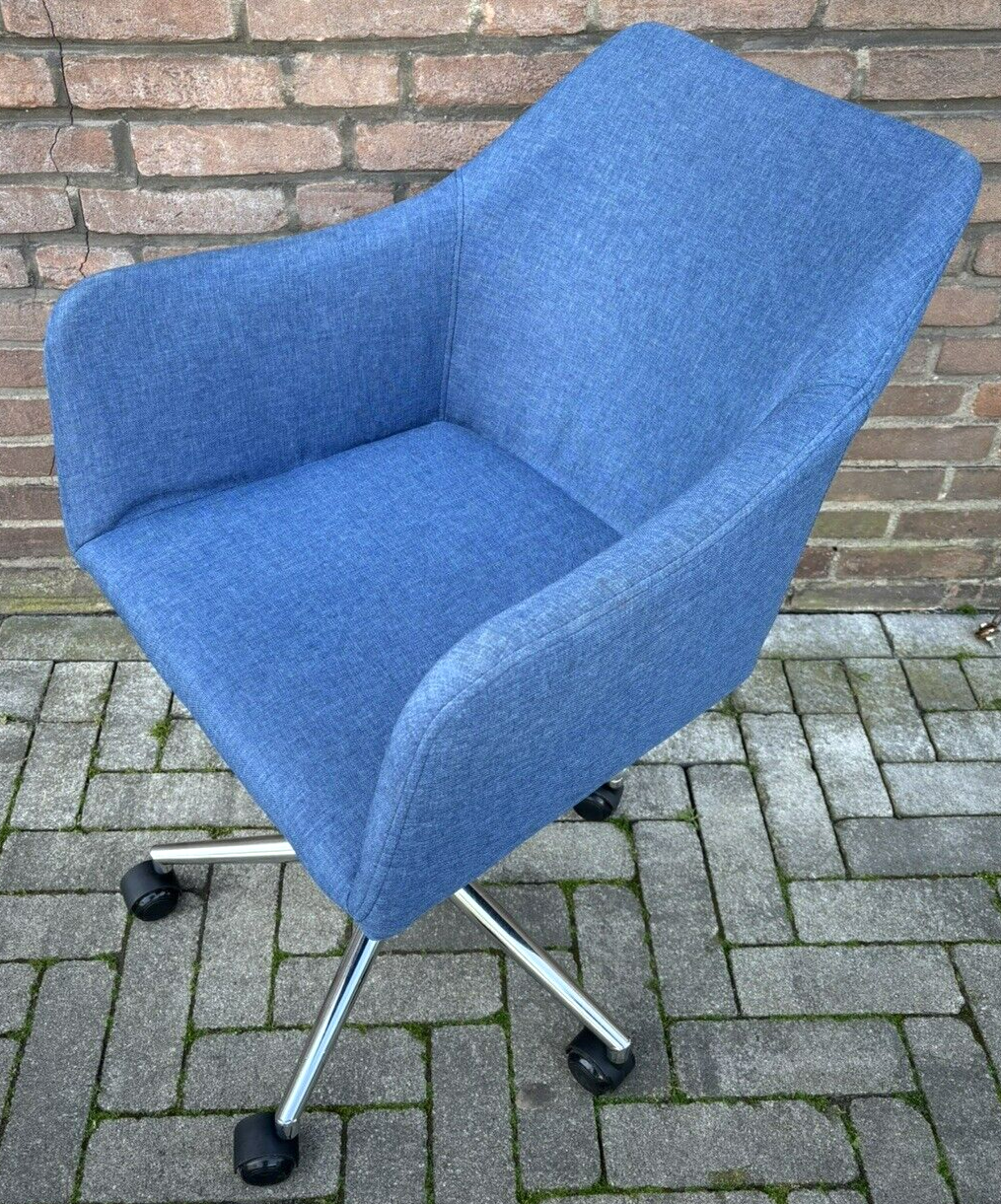 1 von 2 Büro/ Esszimmer Drehstuhl Höhenverstellbar Vintage Blue Fabric