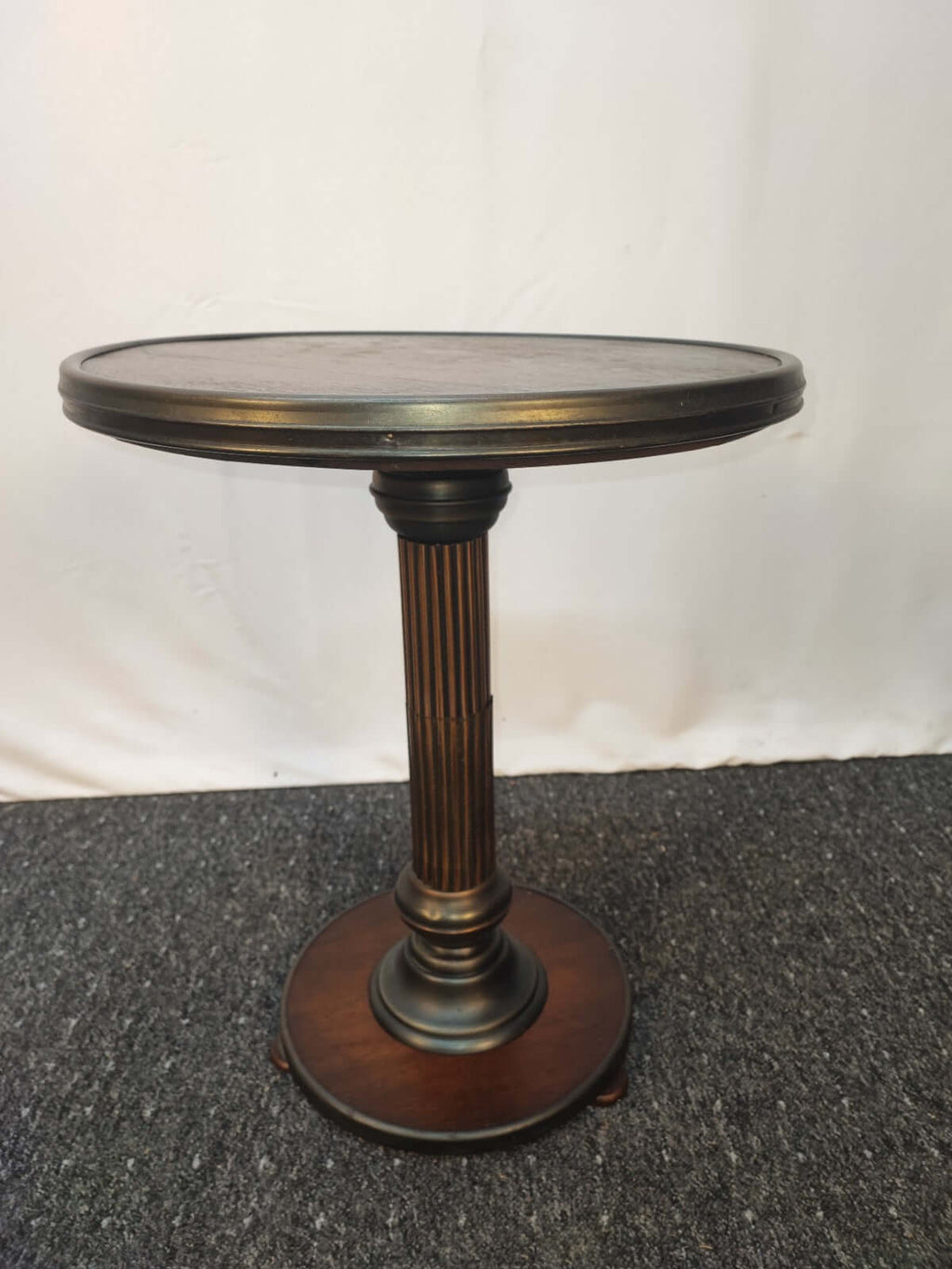 Vintage Guéridon Beistelltisch Säulentisch Holz Bronze Patina Historismus Antik