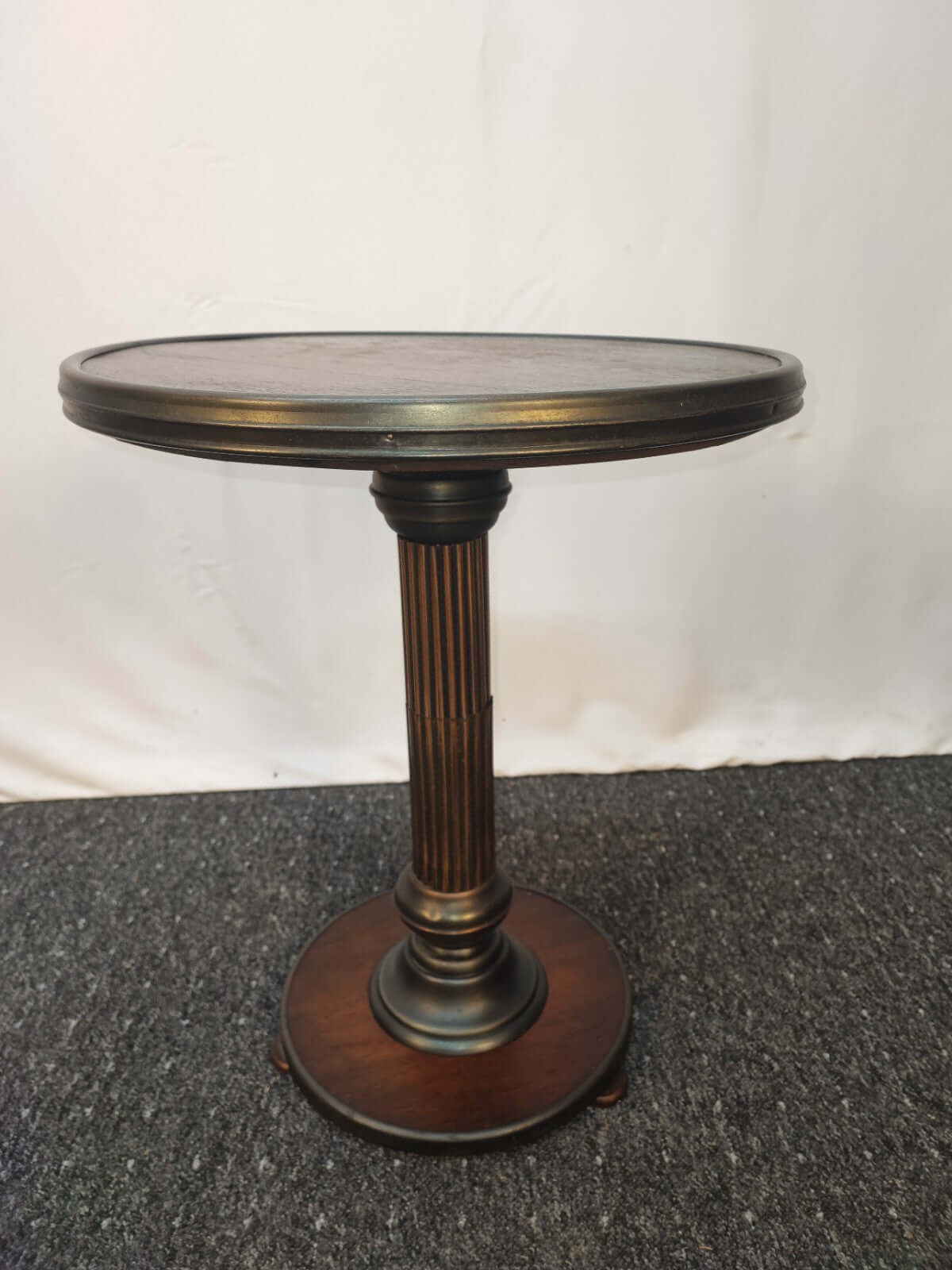 Vintage Guéridon Beistelltisch Säulentisch Holz Bronze Patina Historismus Antik