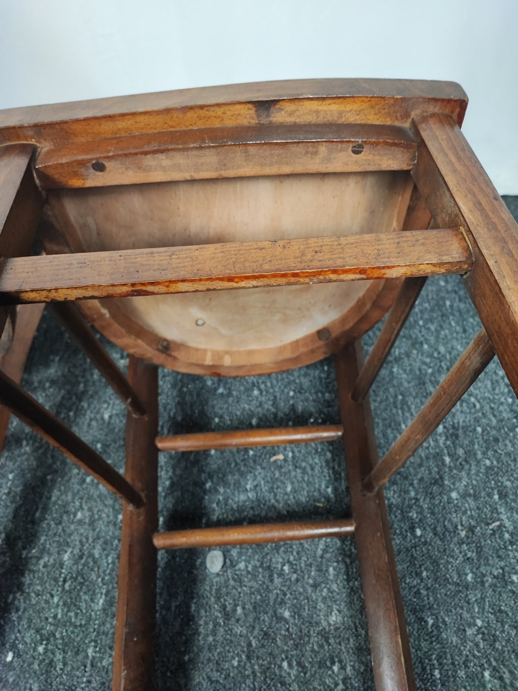 2x Vintage Bistrostuhl Café Stuhl Massivholz Sprossenlehne Küchenstuhl Braun