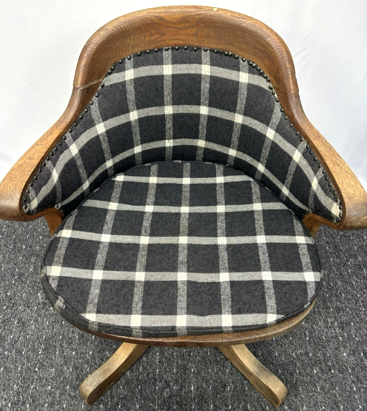 Amerikanischer Drehstuhl Büro Schreibtisch Officechair Art Deco Antik