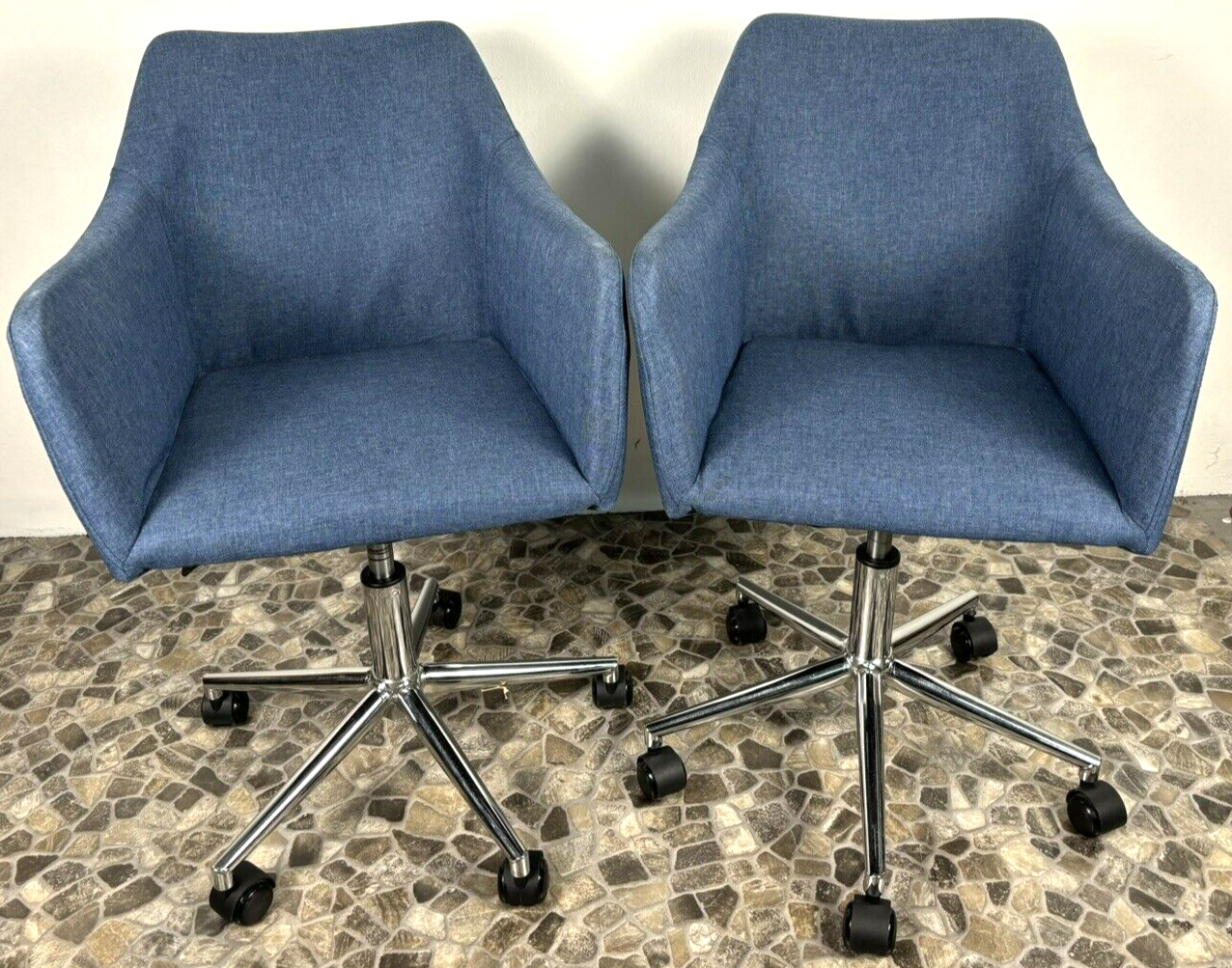 1 von 2 Büro/ Esszimmer Drehstuhl Höhenverstellbar Vintage Blue Fabric