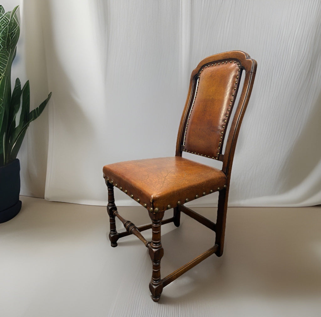 4er Set Esszimmerstuhl spanischer Stil Holz Leder Art Deco 