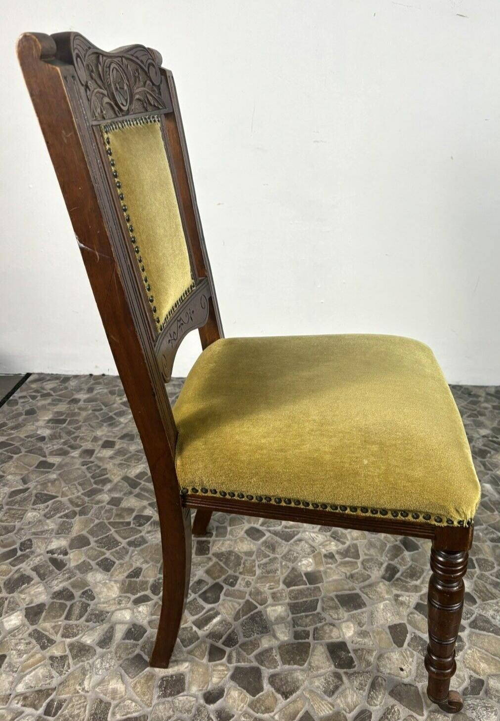 4er Set Antike Stühle Jugendstil viktorianisch Esszimmer Art Deco Holzschnitzarb