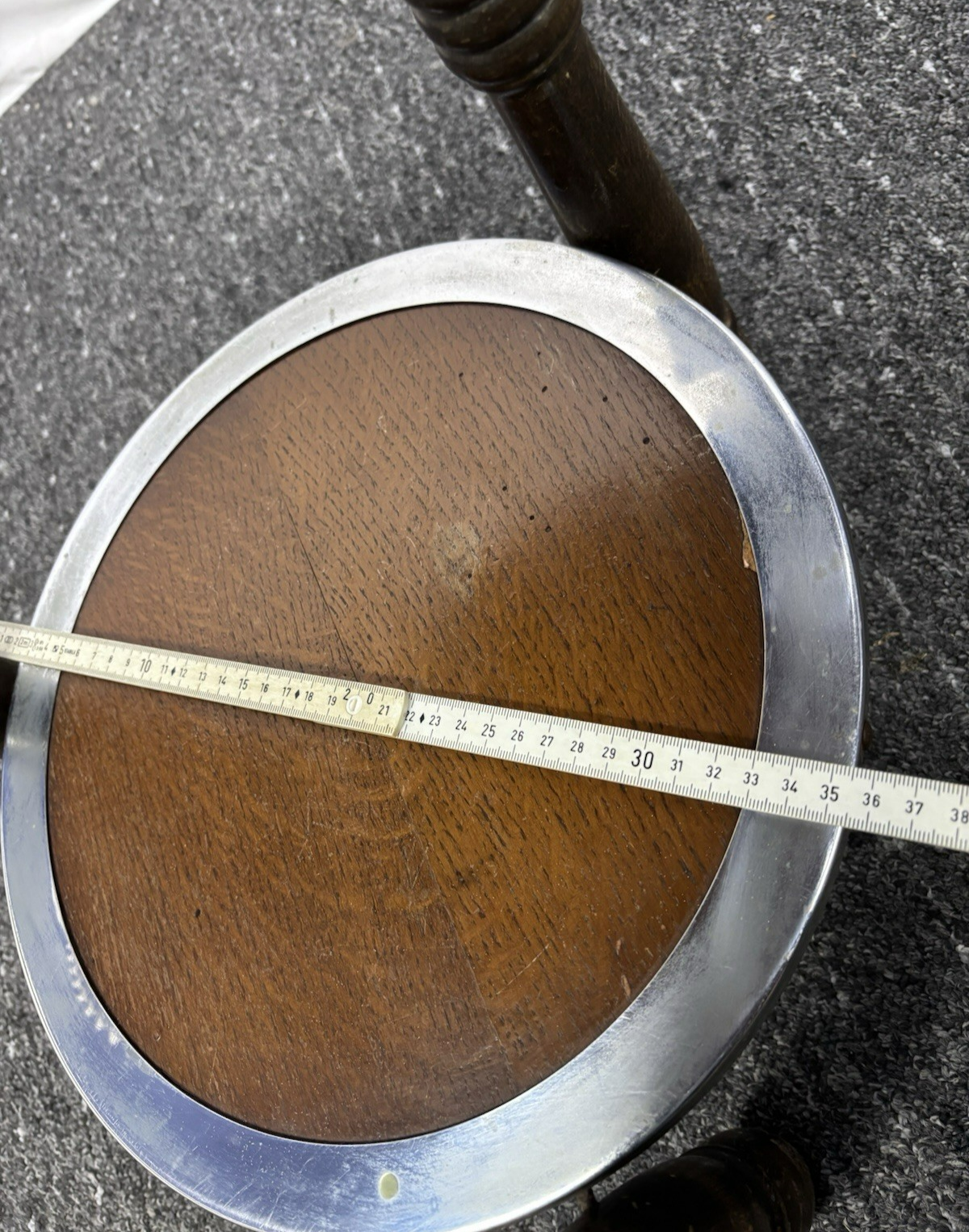 Beistelltisch Rauchertisch Art Deco Rund Holz Glas 2 Böden Vintage