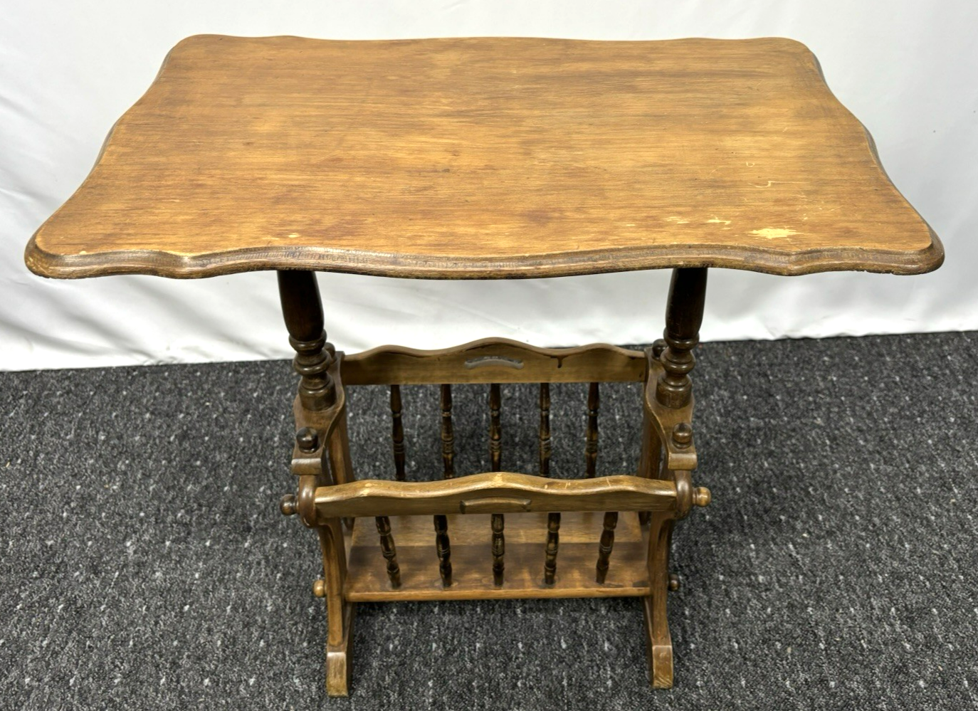 Beistelltisch Mit Zeitungshalter-/ Fach Massivholz Art Deco Antik Vintage 