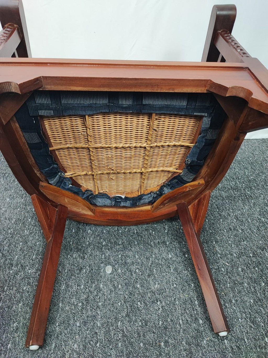 Kolonialstil Armlehnstuhl Massivholz Rattan Sessel Korbstuhl Polstersitz Vintage - Wesel Antik Kunst Vintage