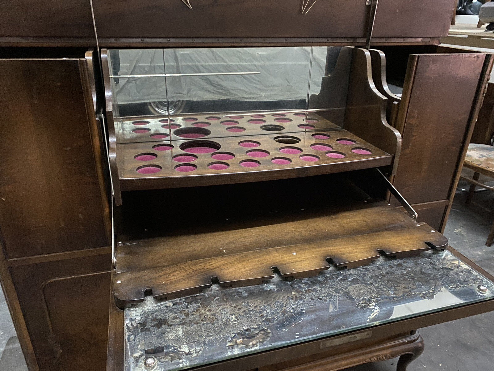 Barschrank Chippendale Eiche Antik ca 1920 Kommode ArtDeco