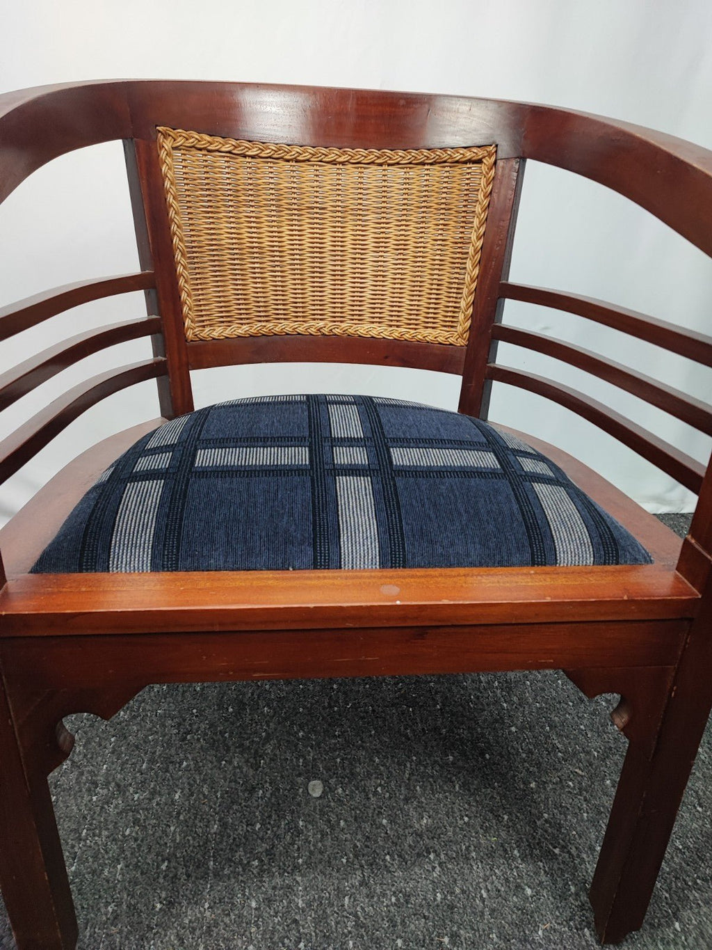 Kolonialstil Armlehnstuhl Massivholz Rattan Sessel Korbstuhl Polstersitz Vintage - Wesel Antik Kunst Vintage