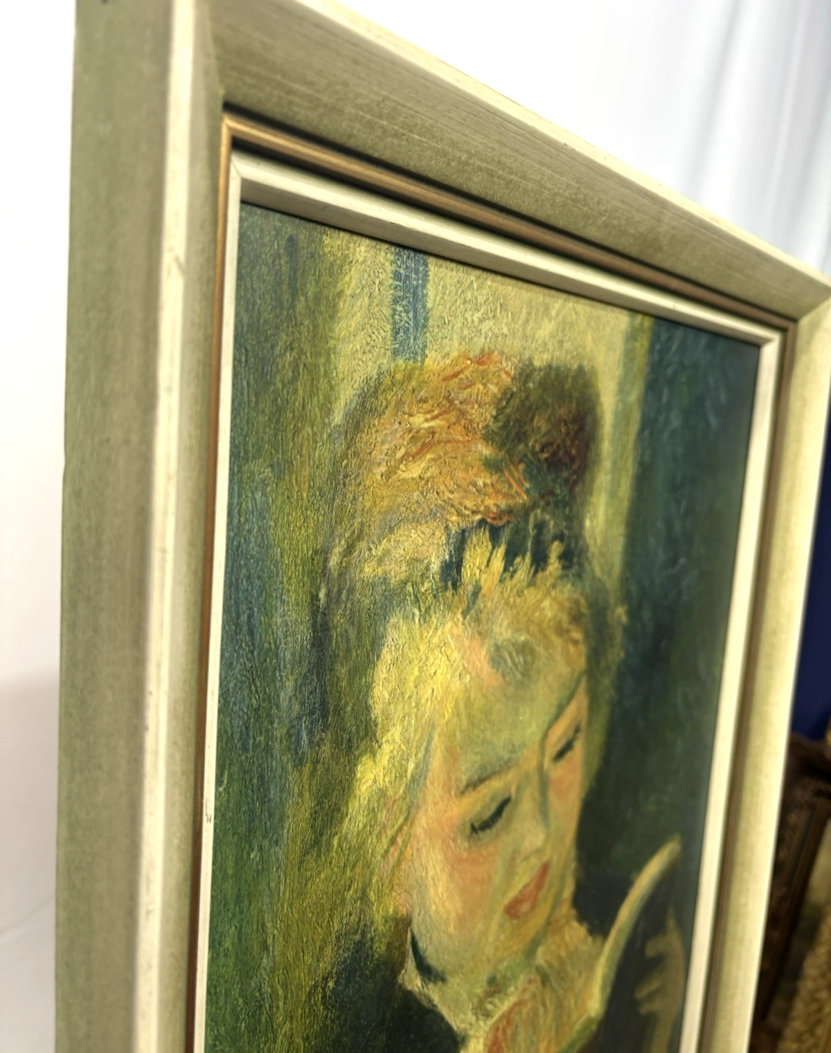 Bild "Lesendes Mädchen" verm. Druck gerahmt ca. 43 x52 cm