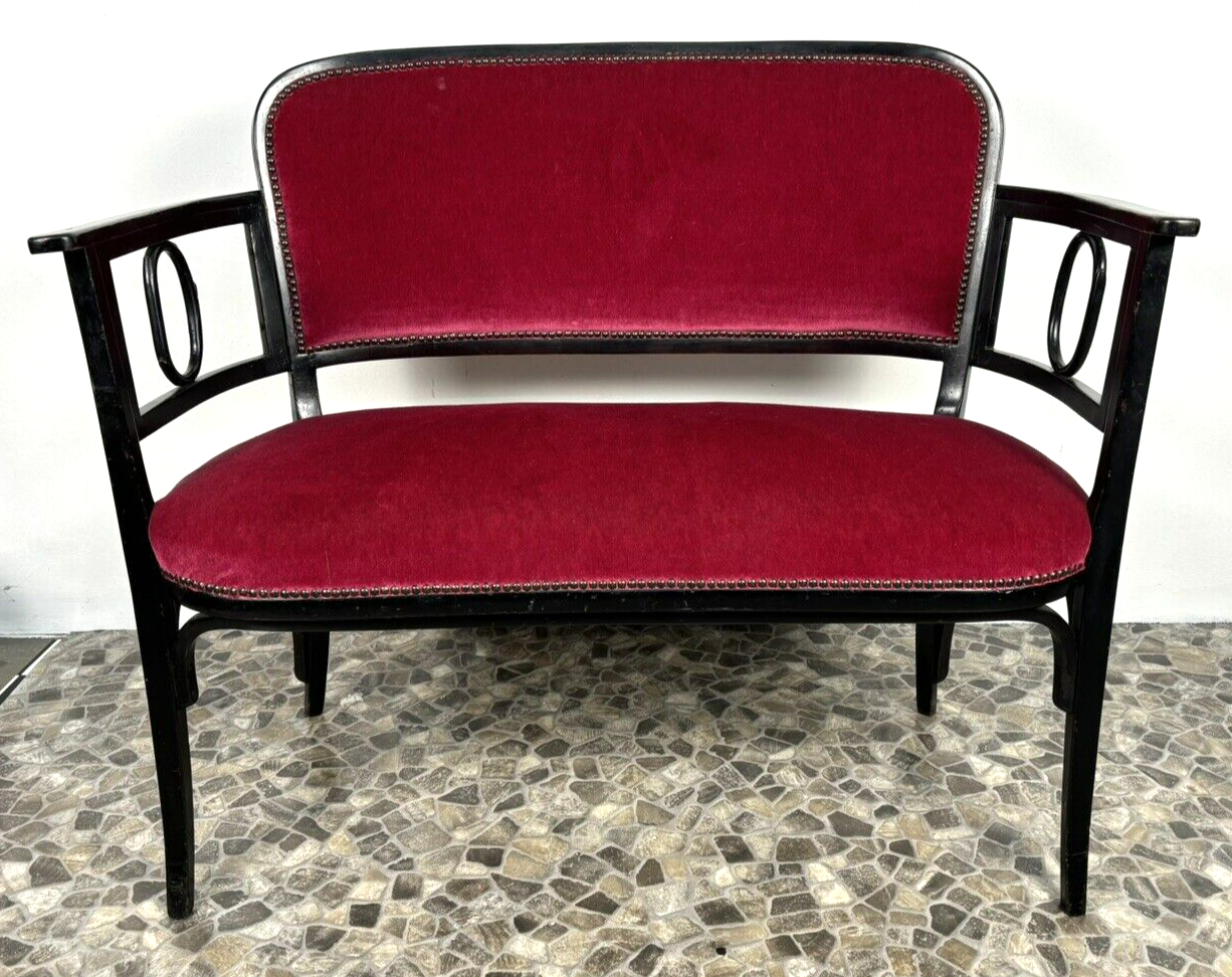 ORIGINAL Gebrüder Thonet Sitzbank Kanapee Antik Bugholz neu gepolstert Art Deco