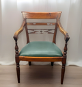 Klassischer Holzstuhl mit Armlehnen – Vintage/Antik-Stil Art Deco Büro Leder