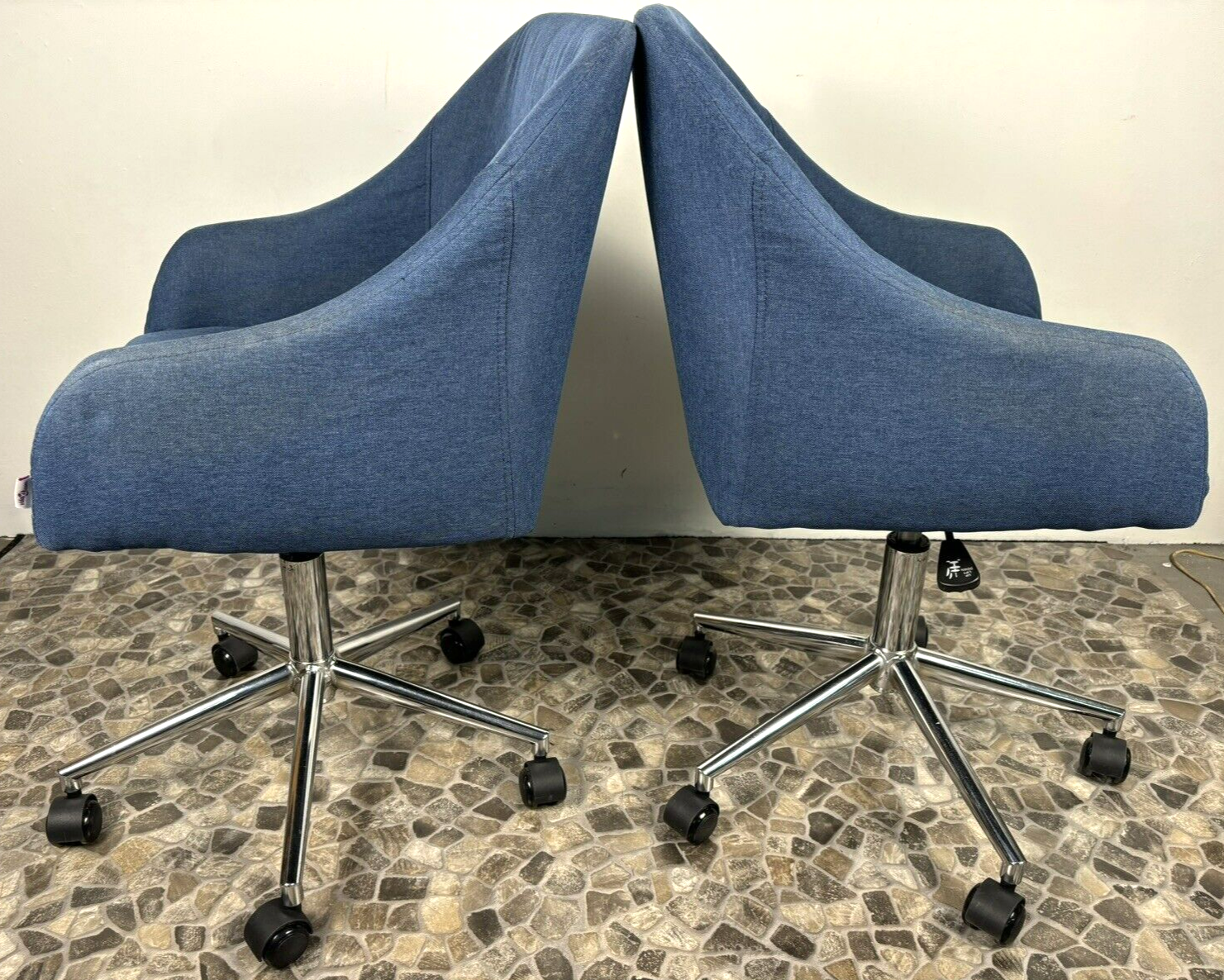 1 von 4 Büro/ Esszimmer Drehstuhl höhenverstellbar Vintage Blue Fabric
