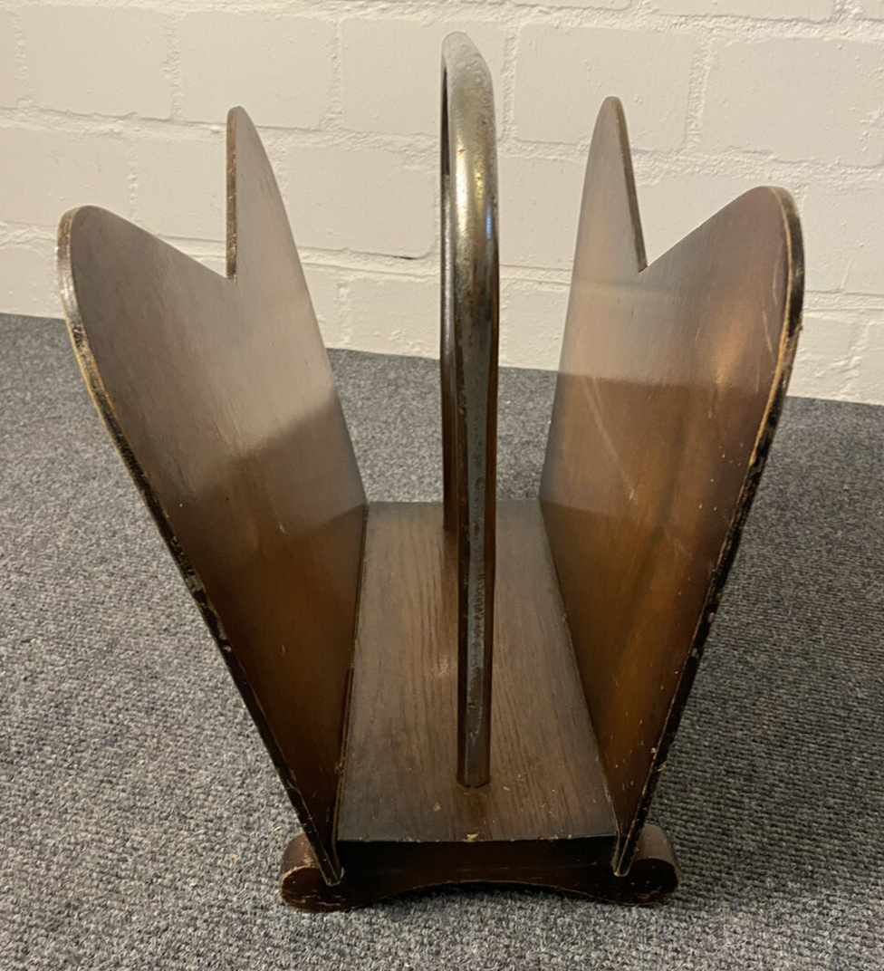 Zeitschriftenhalter / Ständer Holz Antik, Art Deco Stahlrohrmöbel, Eiche