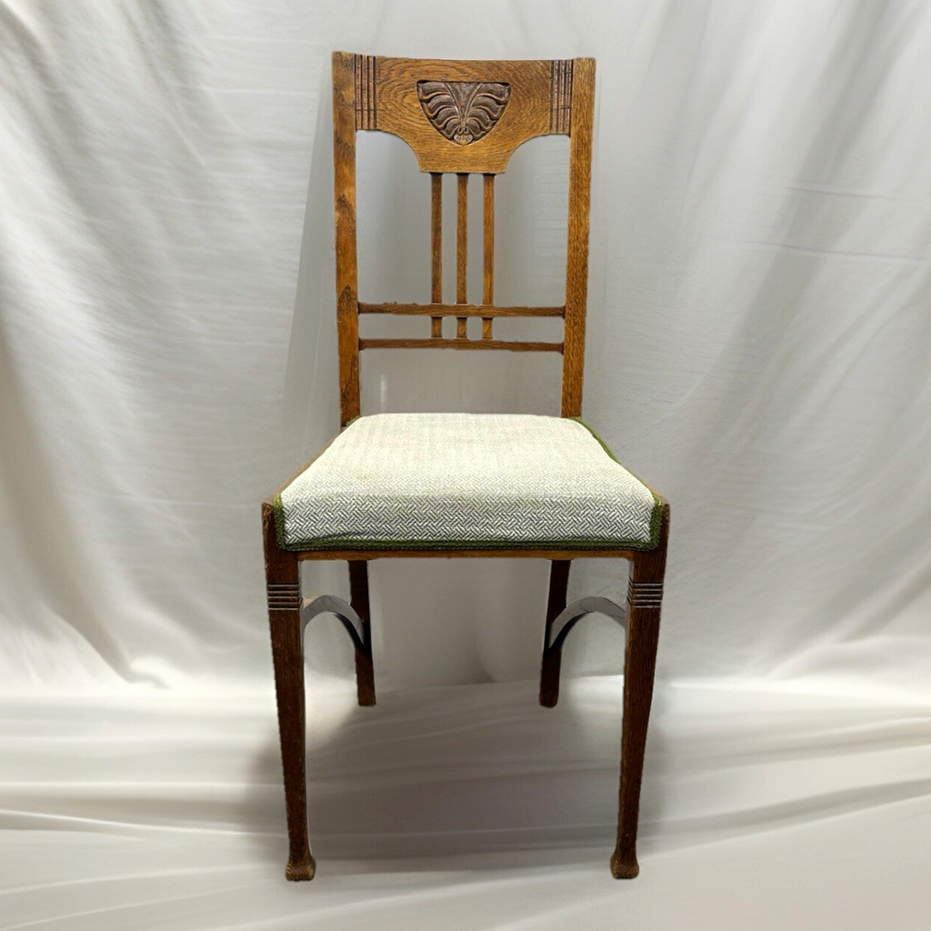 1 von 6 Holz Küchenstuhl Esszimmer Schnitzarbeiten Art Deco Vintage