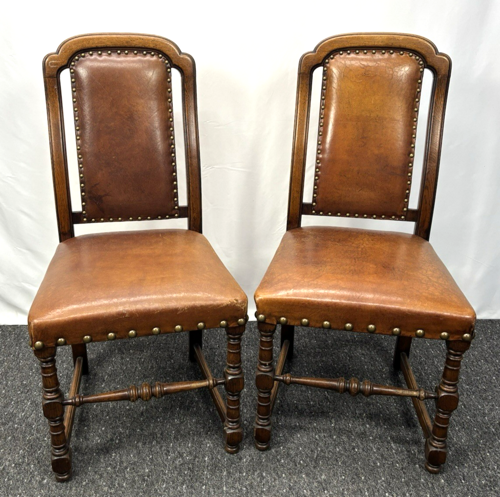 4er Set Esszimmerstuhl spanischer Stil Holz Leder Art Deco 