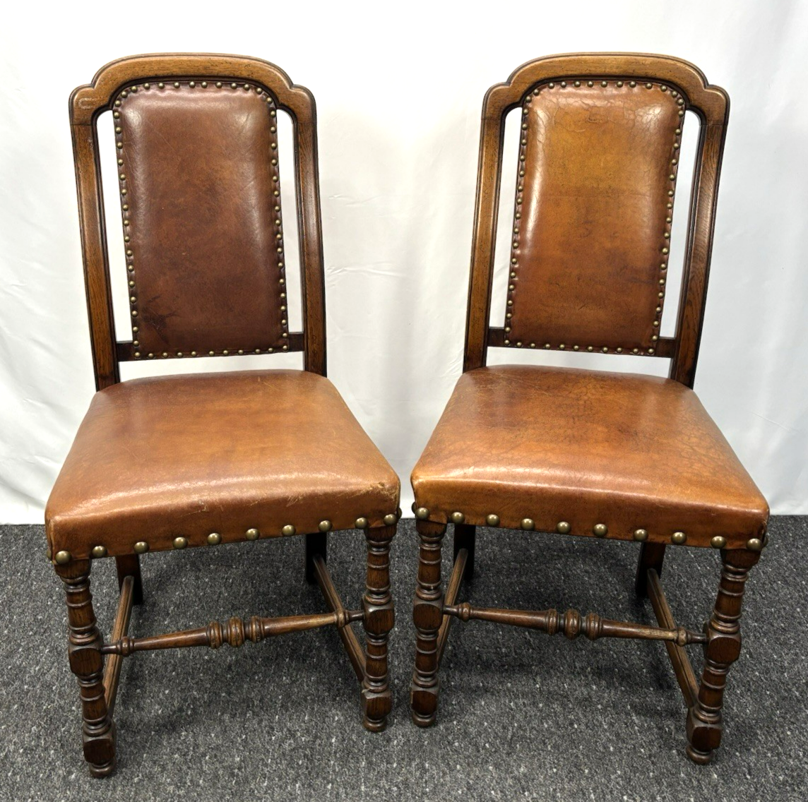 4er Set Esszimmerstuhl spanischer Stil Holz Leder Art Deco 