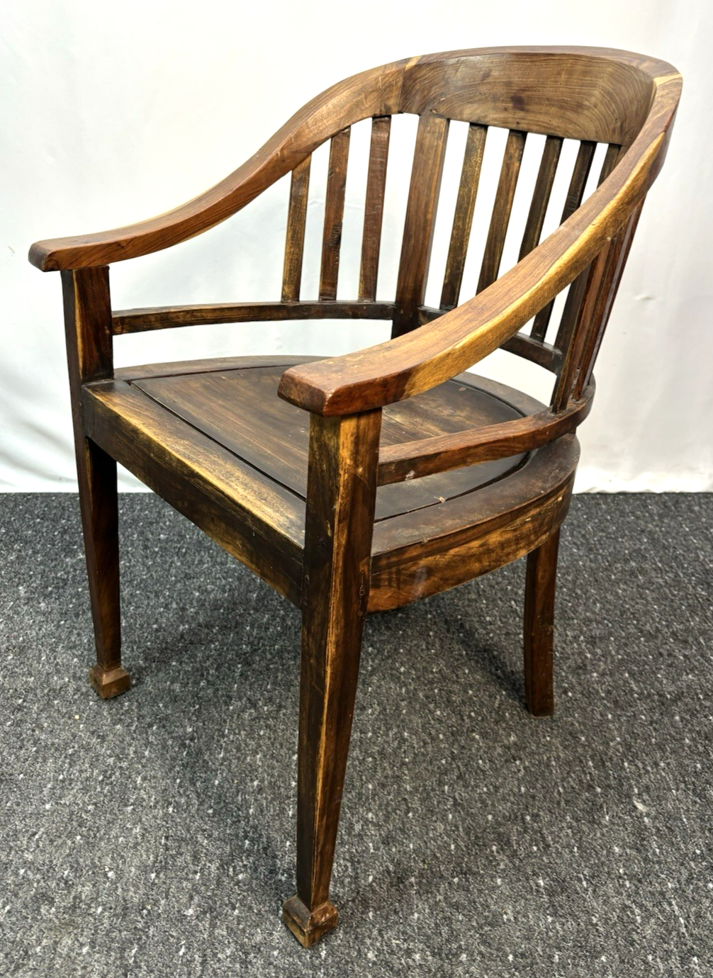 Teakholz Stuhl Kolonialstil Massiv Armlehne Vintage Esszimmer Sessel beschädigt!